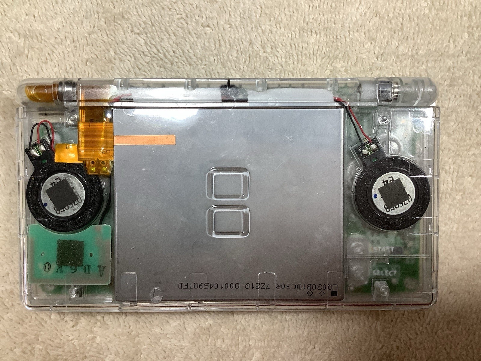 Nintendo DS lite (USG-001) Clear Re-shell. Tested And Working.