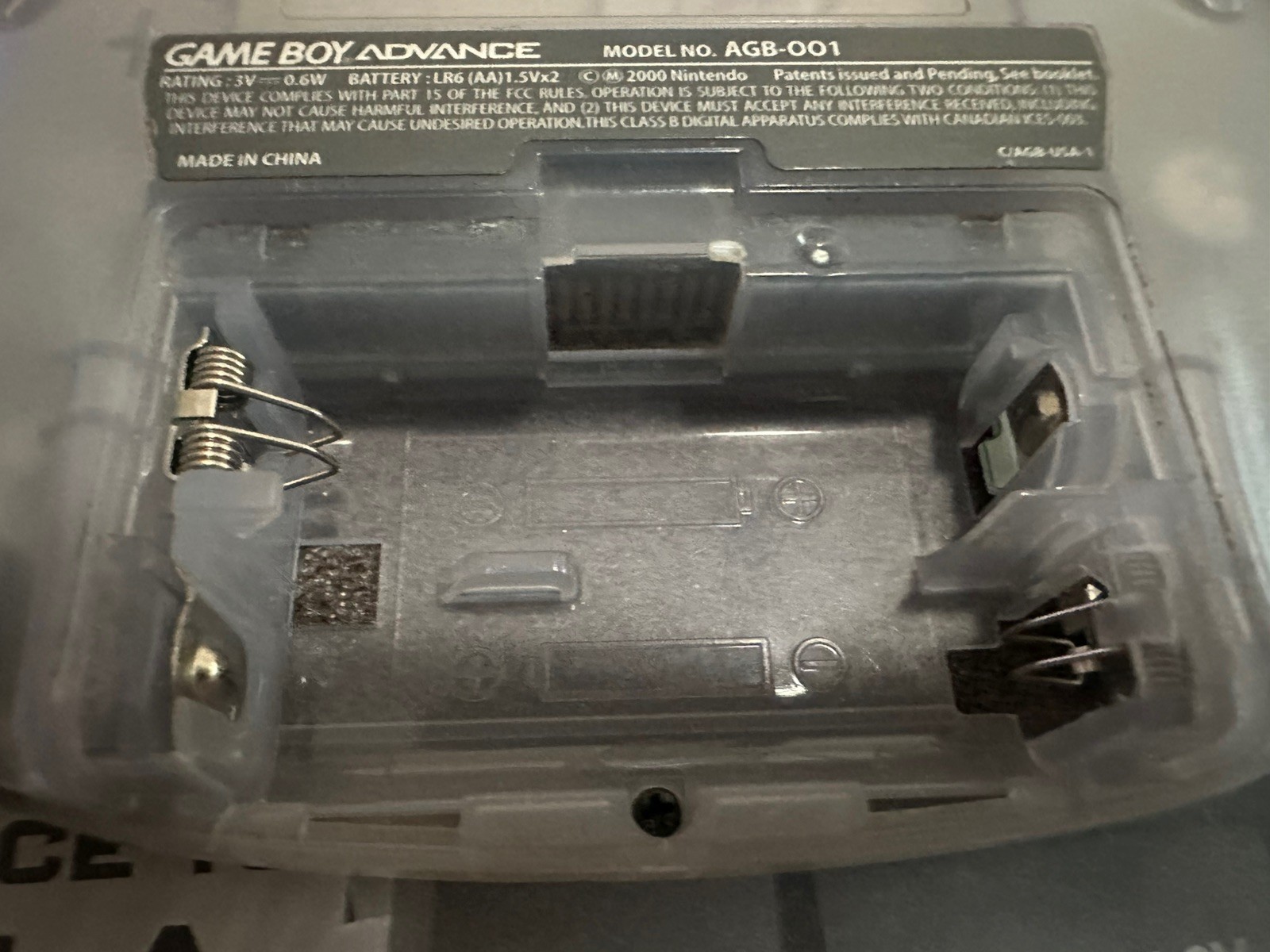 Nintendo Game Boy Advance AGB-001- Clear Glacier- Tested!