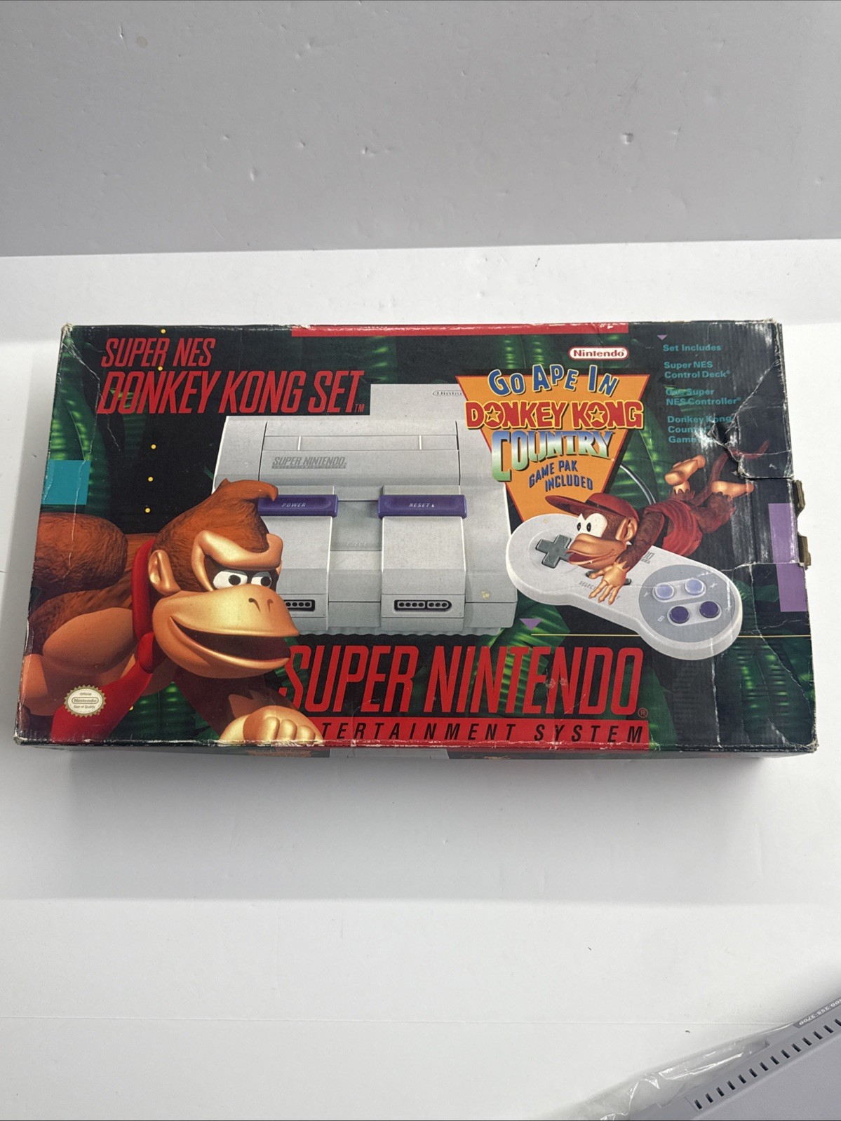 SNES – Super Nintendo Donkey Kong Country Set Console Almost Complete In Box