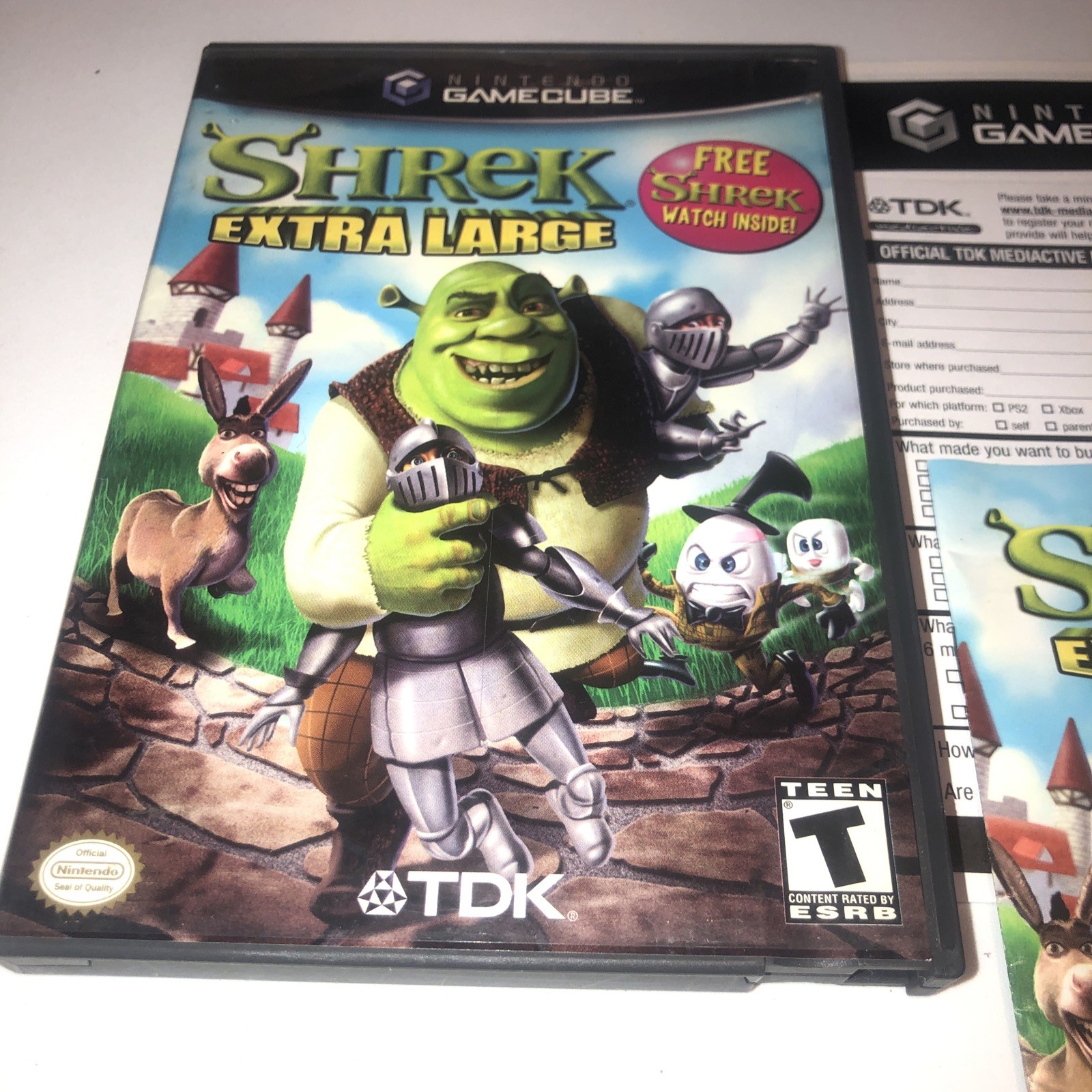 Shrek Extra Large Watch Variant Nintendo GameCube CIB w/Manual Insert NO WATCH