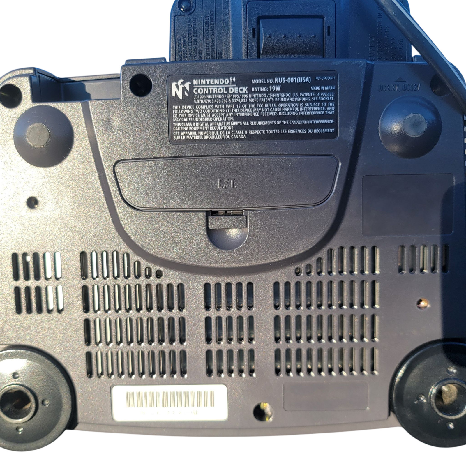 Nintendo 64 Console NUS-001 Gray Control Deck Made in Japan 1996 Powers Up