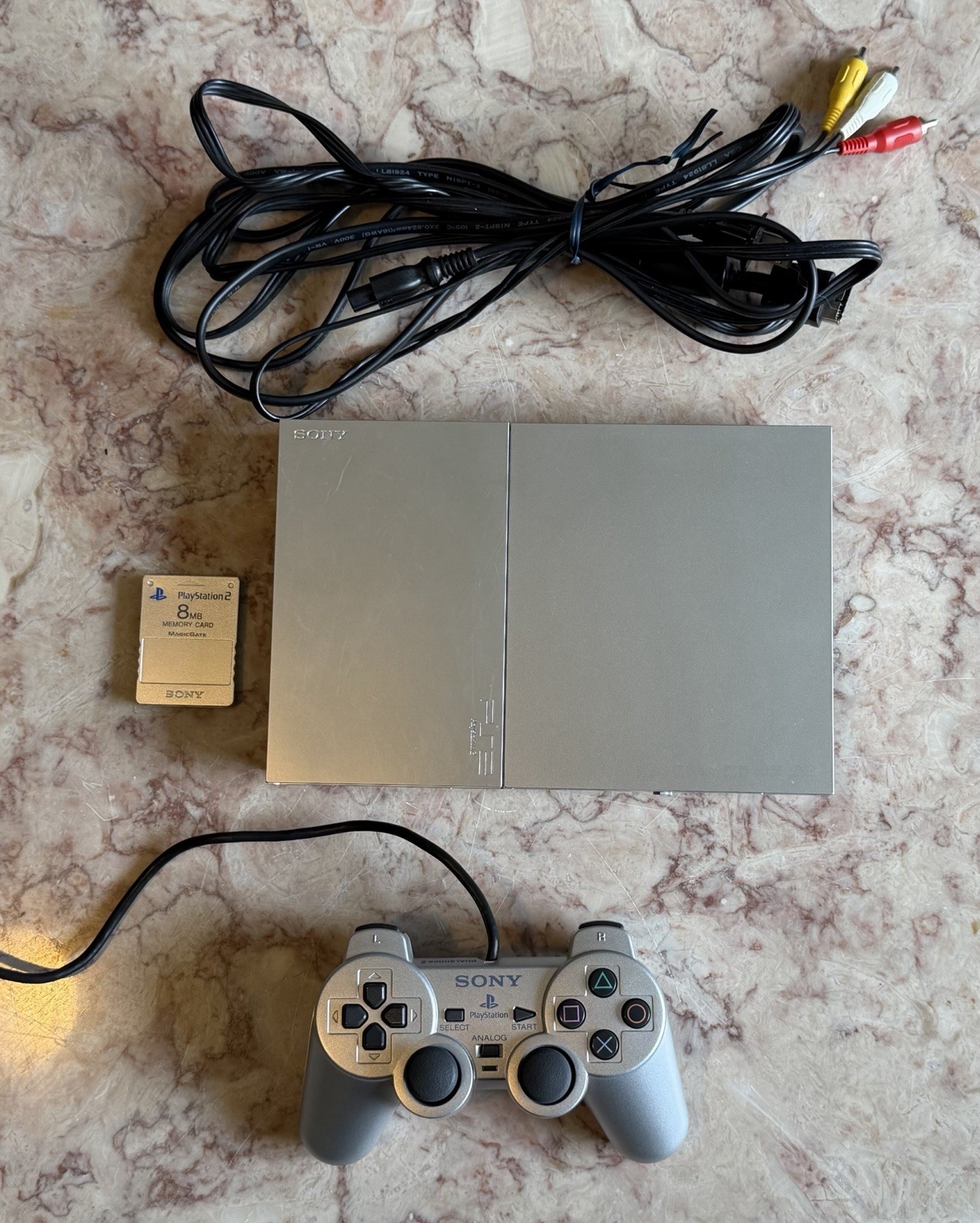 Sony PlayStation 2 PS2 Slim Satin Silver SCPH-90001 REGION FREE Complete Console