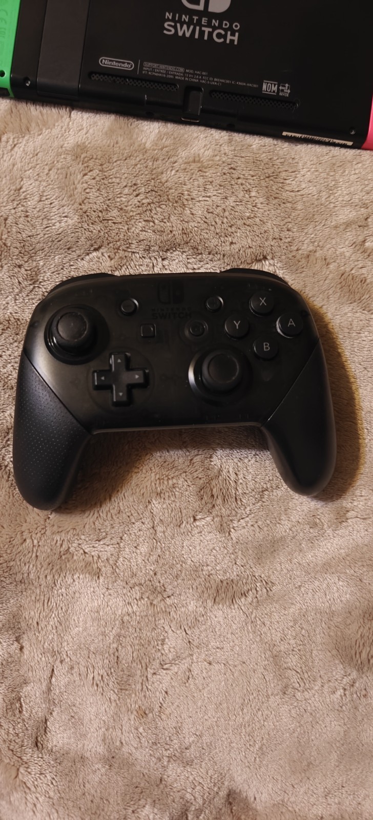 Nintendo Switch HAC-001 With Pro Controller, Pink And Green Joy Cobs And Dock