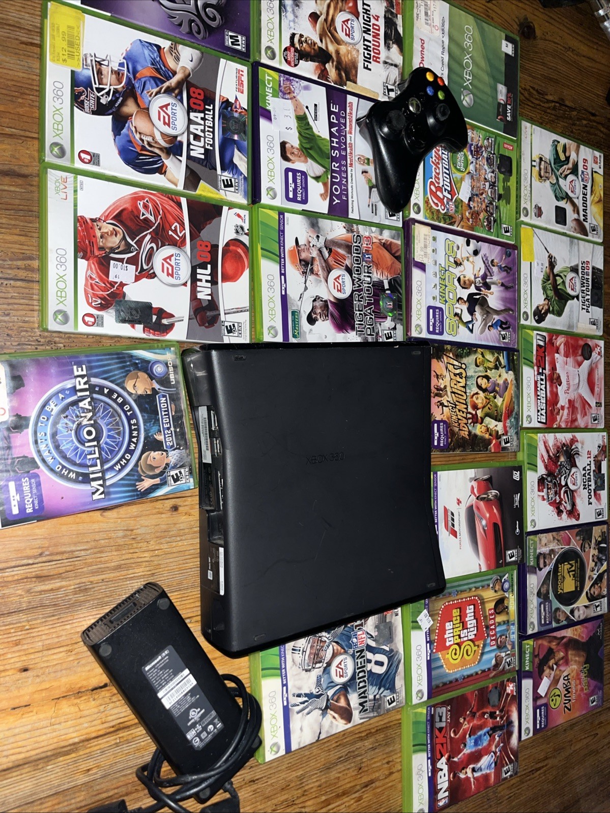Microsoft Xbox 360 S Slim Kinect Bundle Controller Cords Kinect Games Lot
