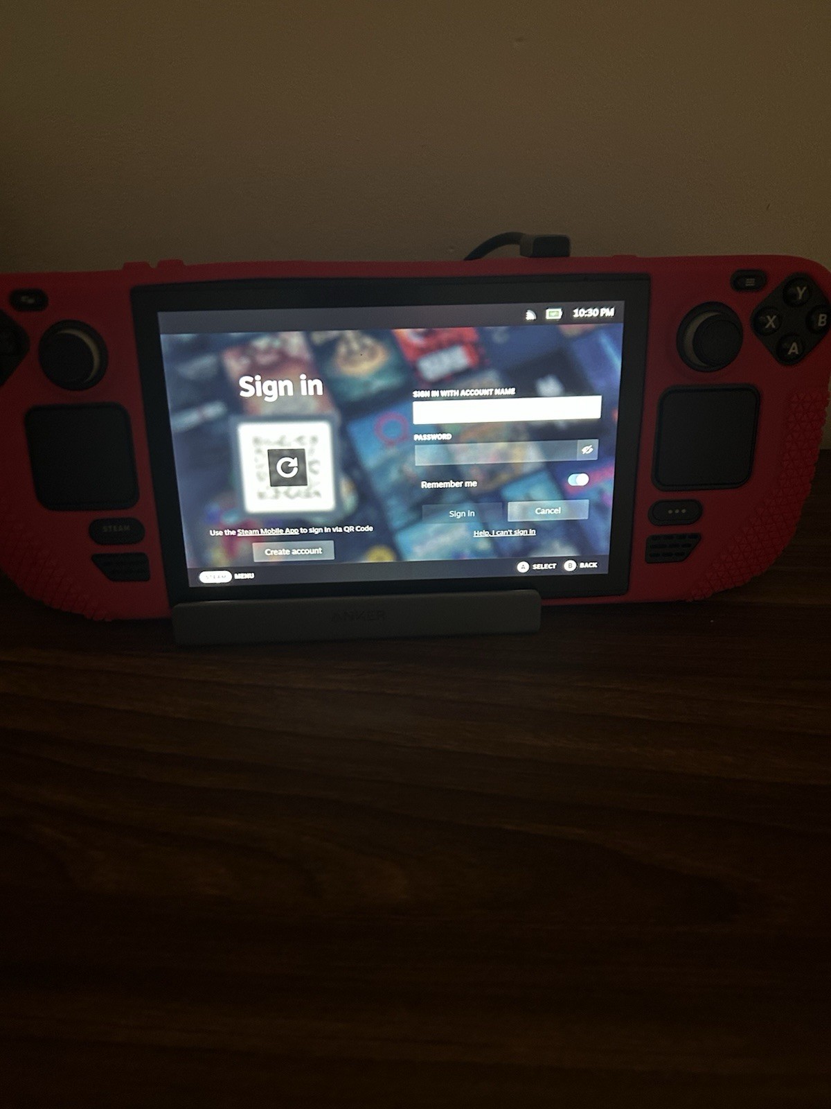 Valve Steam Deck glare resistant screen with 1tb sd card and anker dock