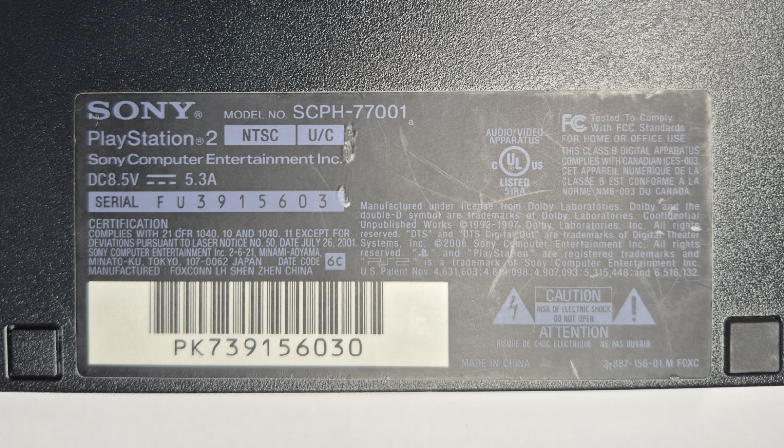 *tested+working-dead CMOS* PS2 Slim SCPH-77001 console, power supply and AV wire