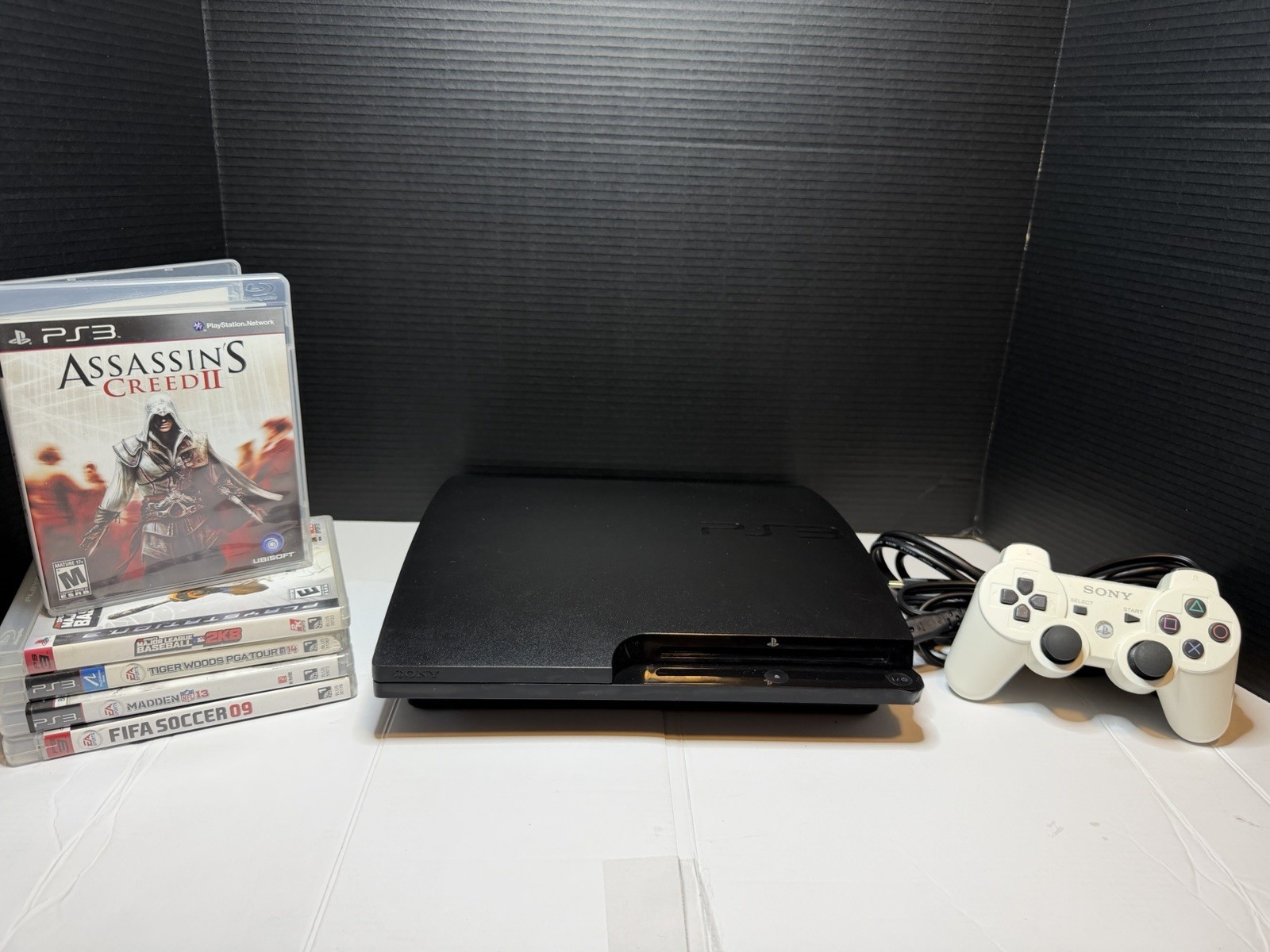 PS3 Slim 500GB SSHD Bundle CECH-3001B Deep Cleaned New Thermal Paste 5 Games