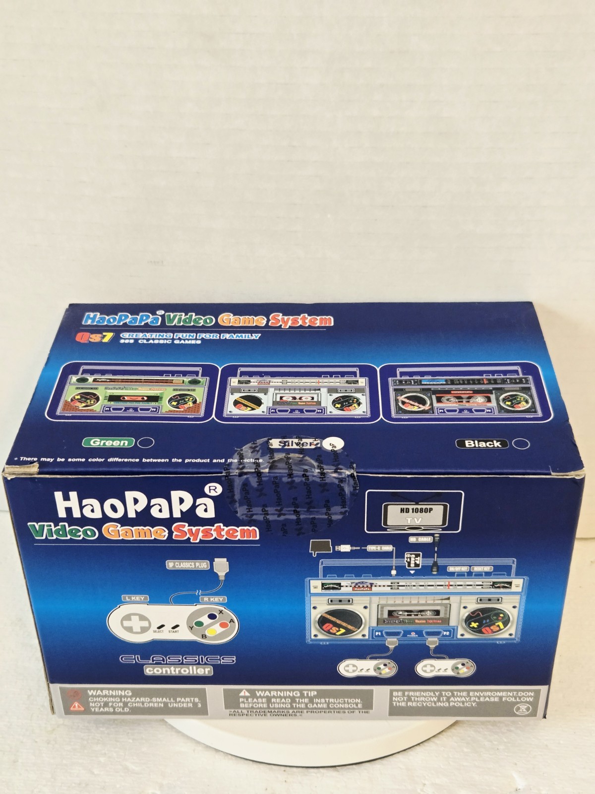 HaoPapa QS7 Video Game System SILVER Boombox 365 Classic Games New