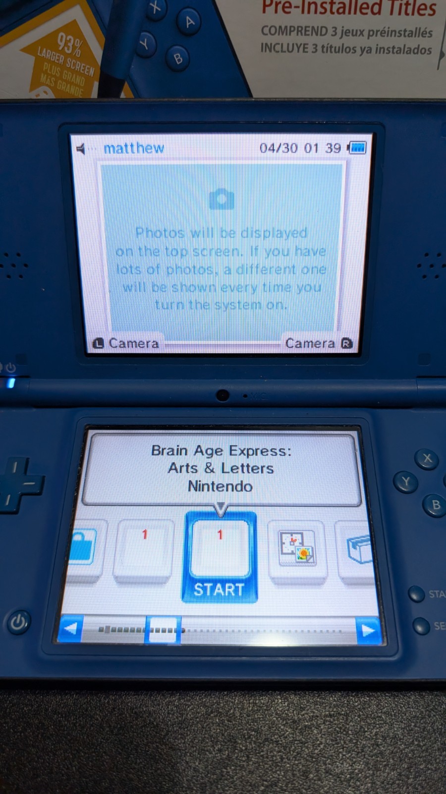 Nintendo DS XL Midnight blue (almost CIB) ( read description) ( no stylus)