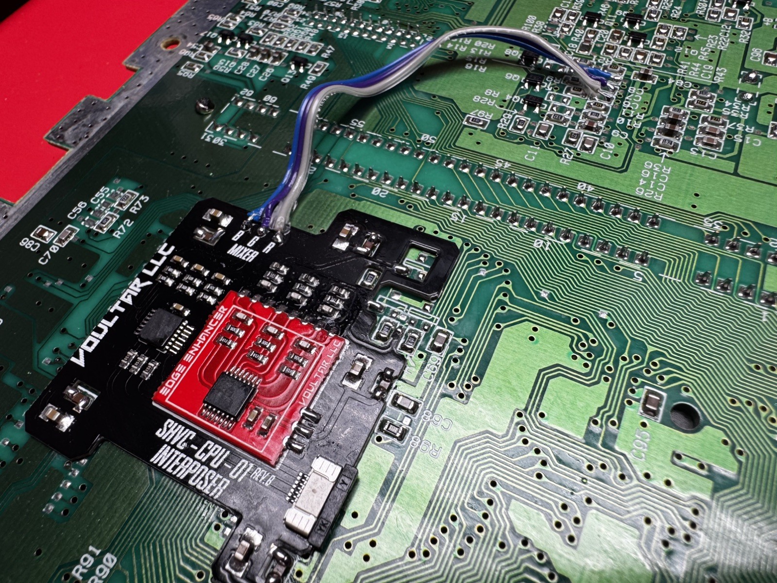 SNES SHVC-01 Voultars Edge Enhancer -Full Recap-New 7805s VR-New Shell Multi LED