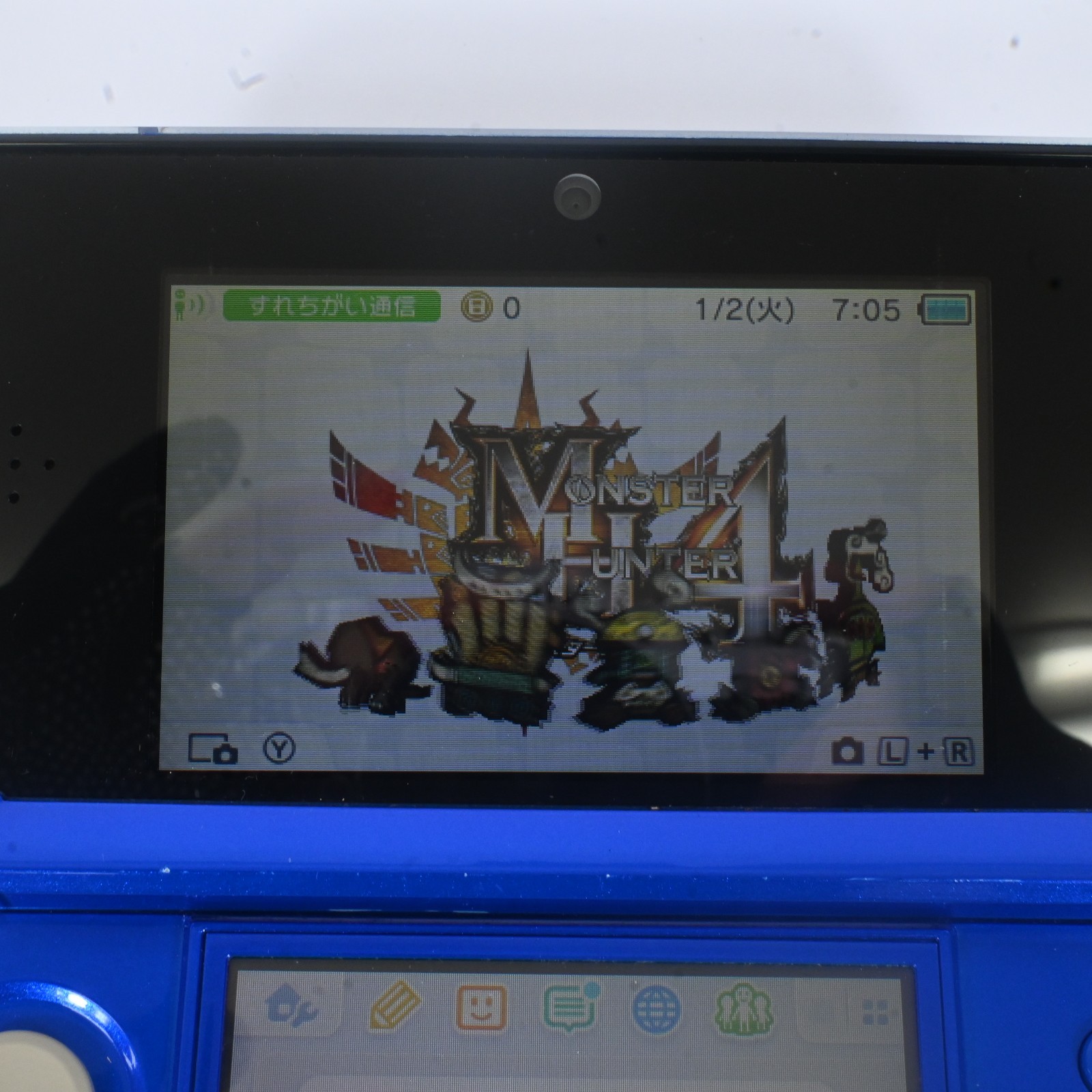 Nintendo 3DS Aqua Blue Console Boxed Tested w/ Charger NTSC-J Monster Hunter 4
