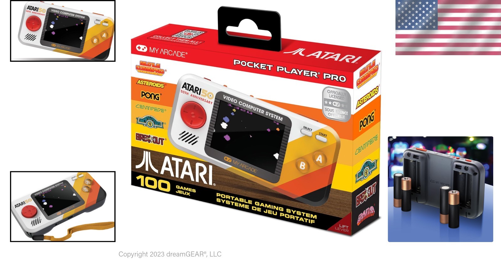 Ergonomic Atari Pocket Player Pro – 100 Classic Games & 2.75″ Color Display