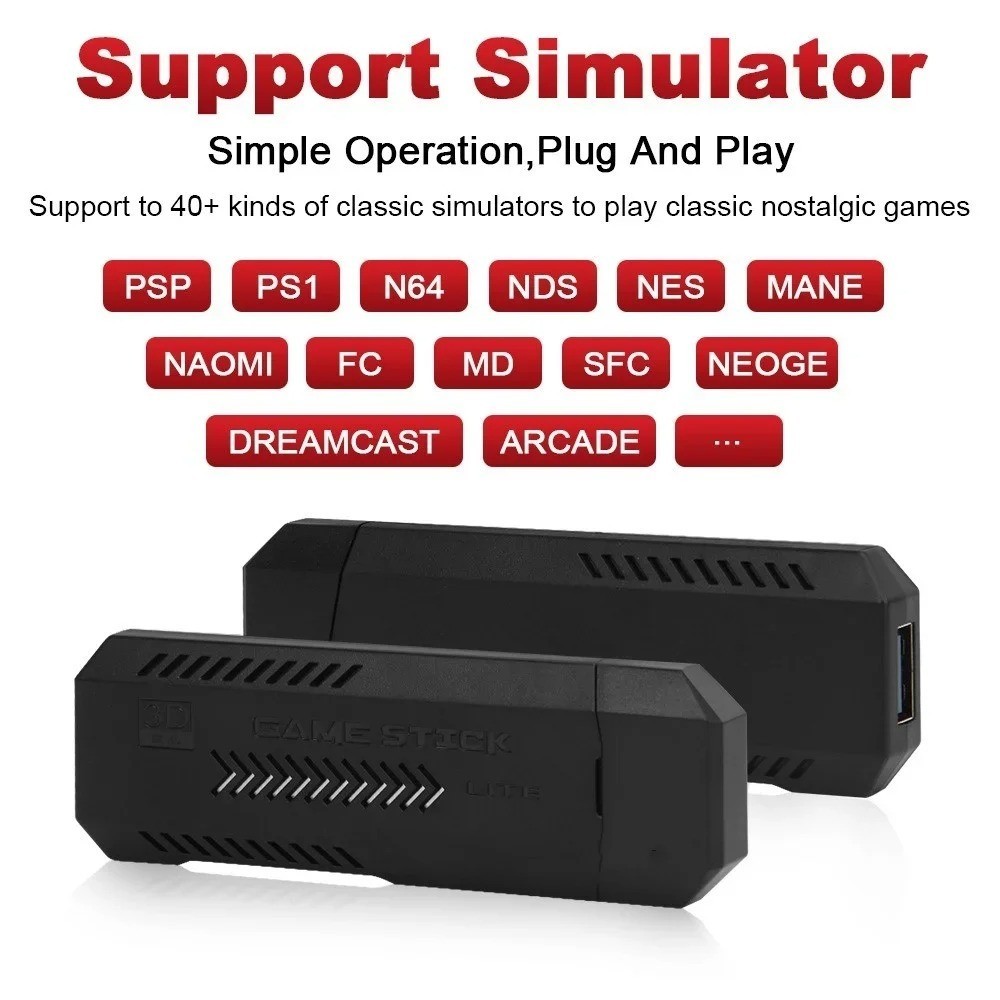 64GB, Wireless 4K Built-in Games HDMI TV Game Stick Console X2 Wireless Gamepad