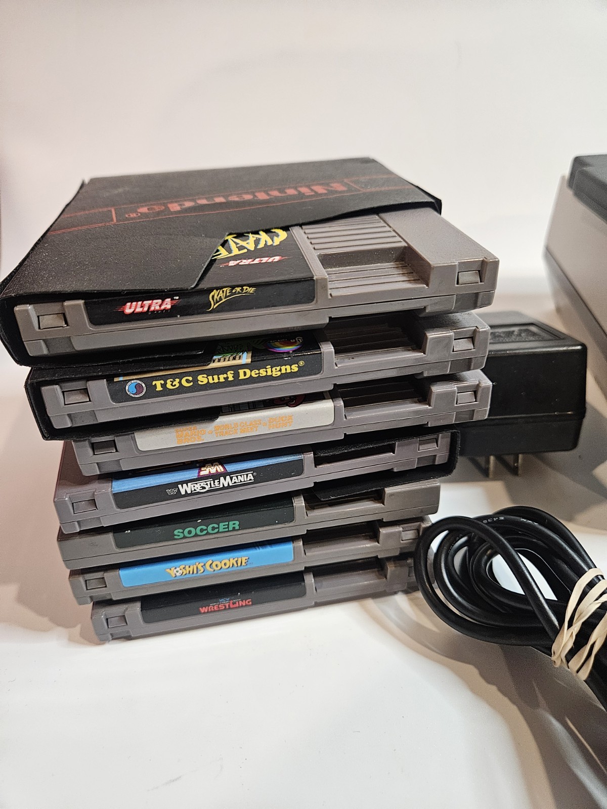 Nintendo NES Console Original Bundle 9 Games Mario/Duck Hunt/Track TESTED