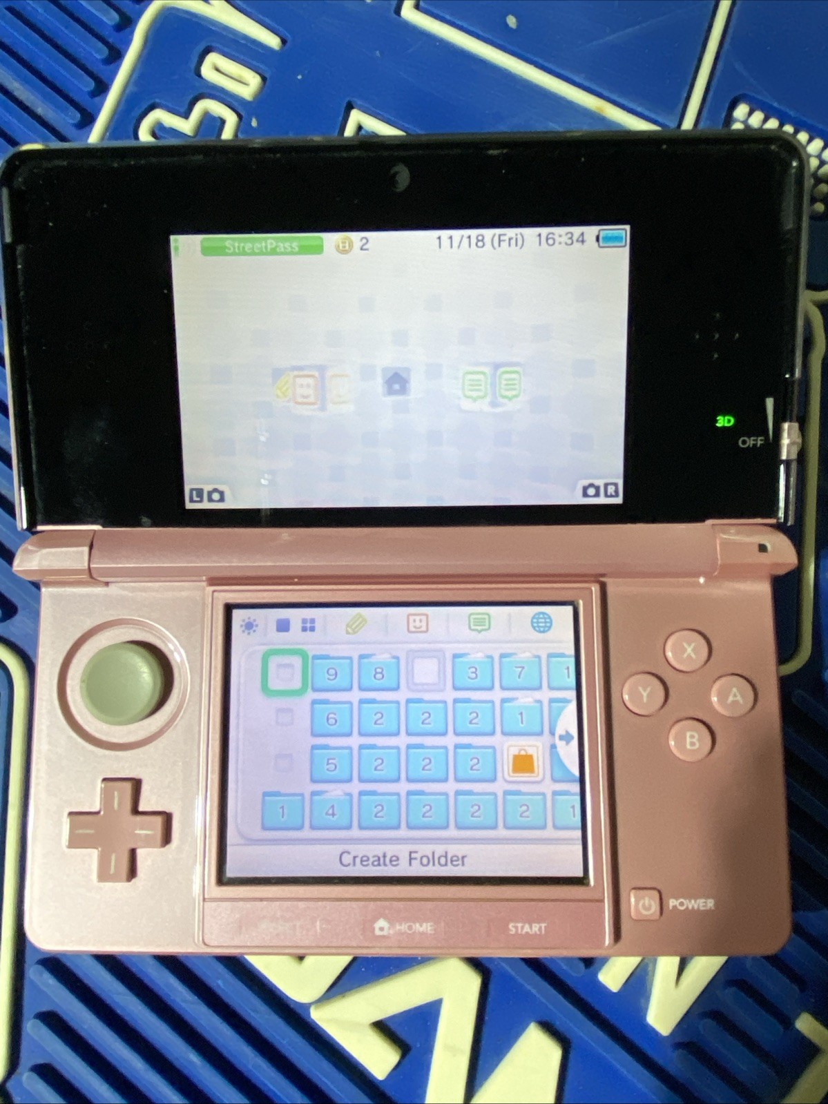 Nintendo 3DS «Pearl Pink» OEM Charger, 2GBcard, Mario tennis game. tested A-1