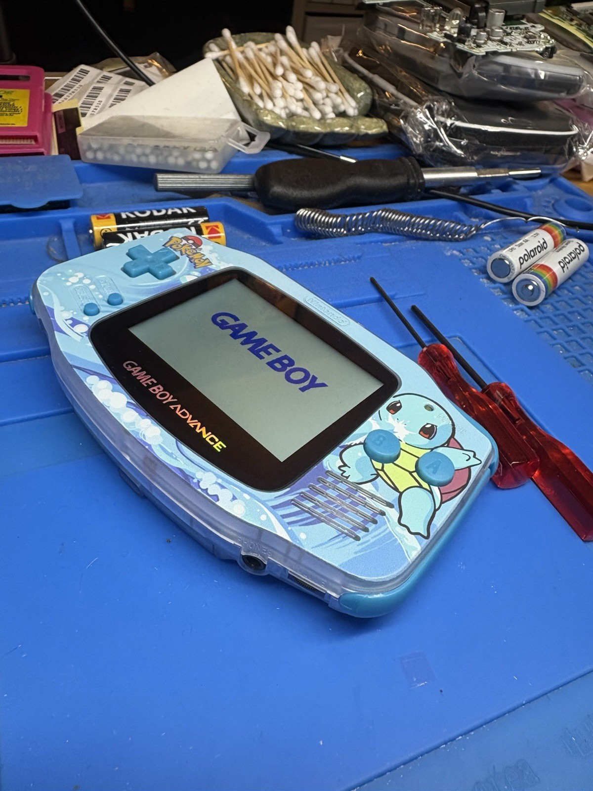 Backlit IPS Nintendo Gameboy Advance Pokémon GBA Cartridge Squirtle V5 1800 MAH