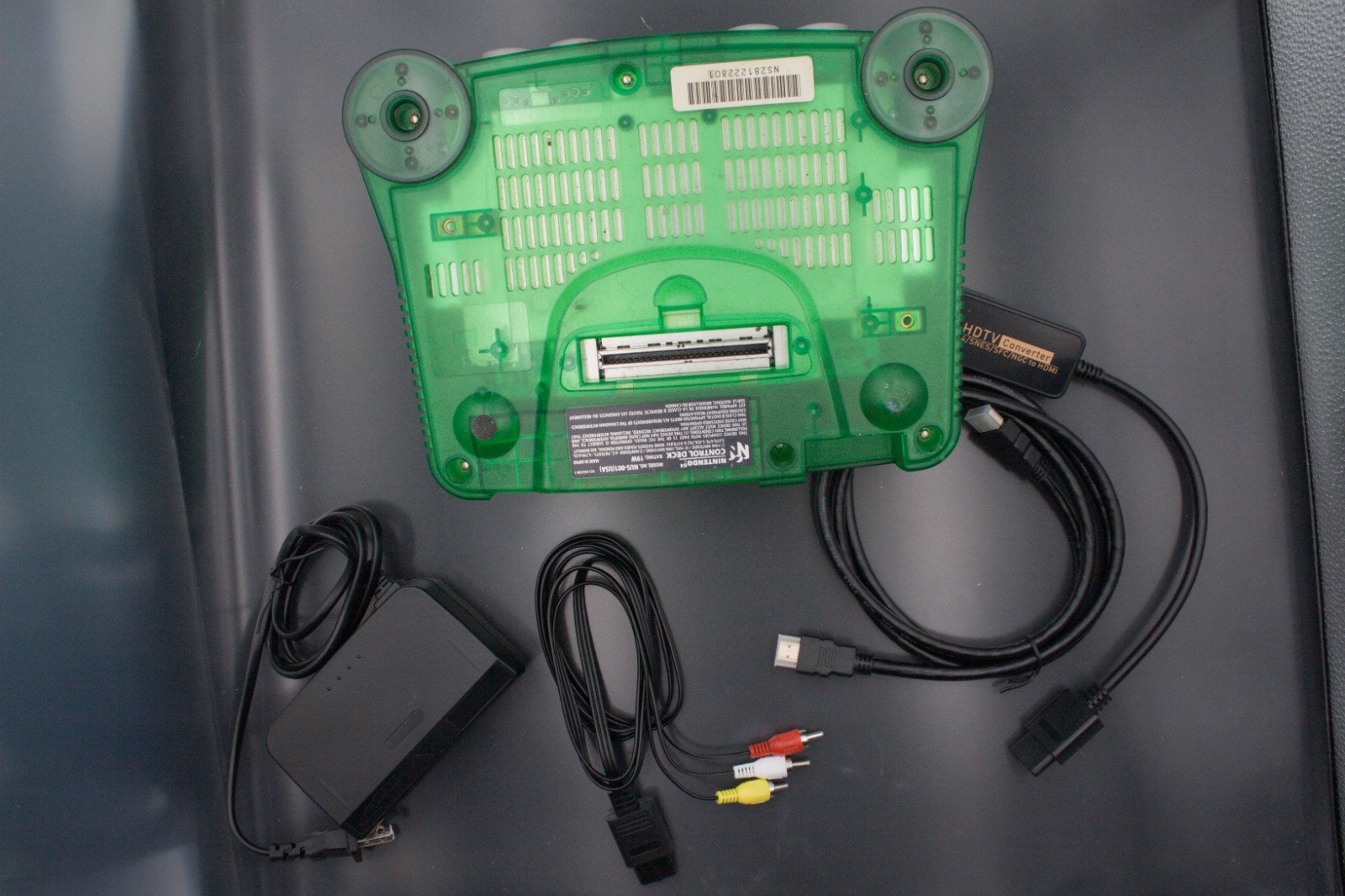 N64 Nintendo Jungle Green Console + Expansion Pack POWER ADPTR, A/V CABLES, HDMI