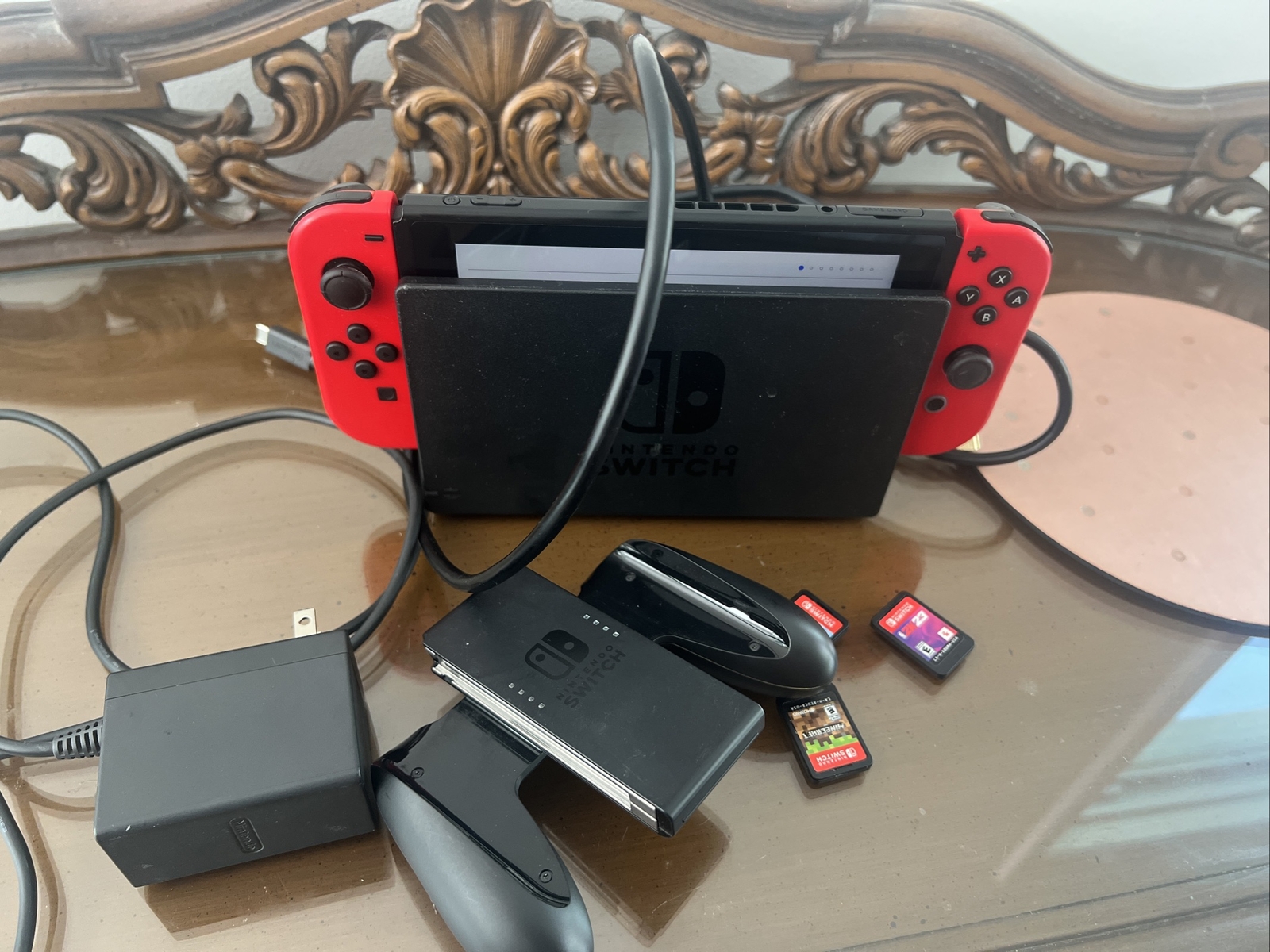 Nintendo Switch HAC-001(-01) Mario Red/black 32GB Console W 2k23,Minecraft,LOL