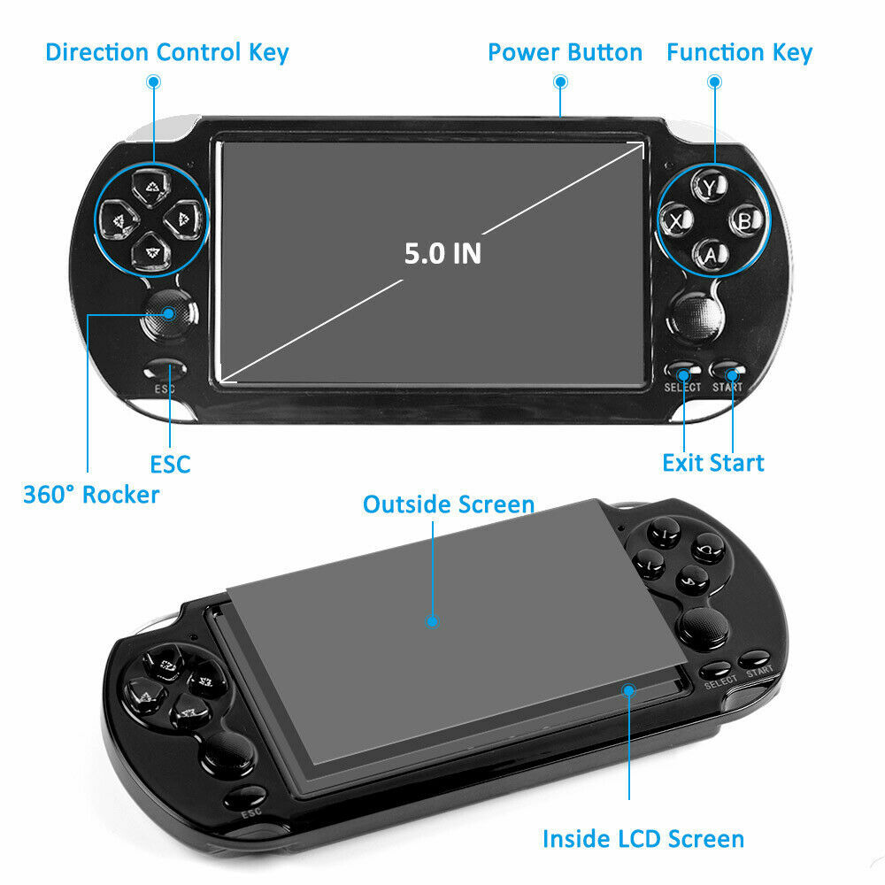 X9S 5.1″ 8GB 128Bit Handheld Portable Game Console MP3 Video Player 1000+ Games