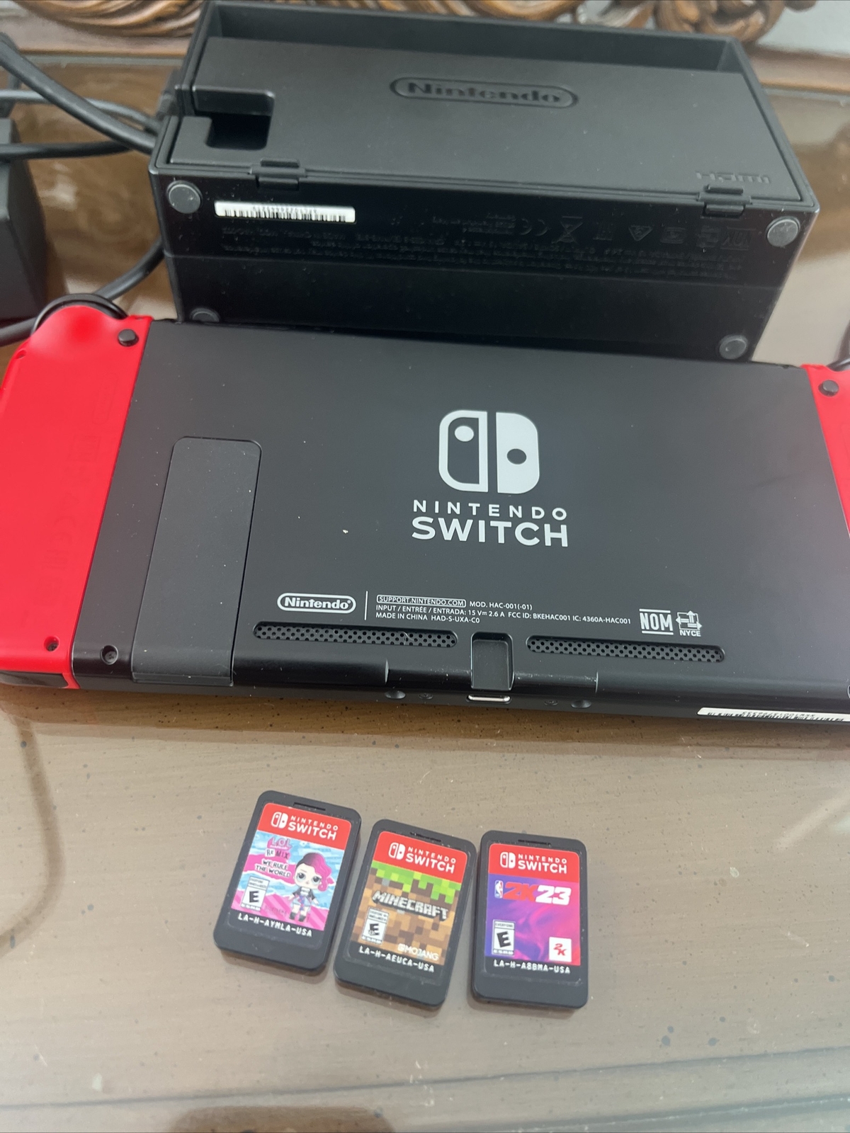 Nintendo Switch HAC-001(-01) Mario Red/black 32GB Console W 2k23,Minecraft,LOL