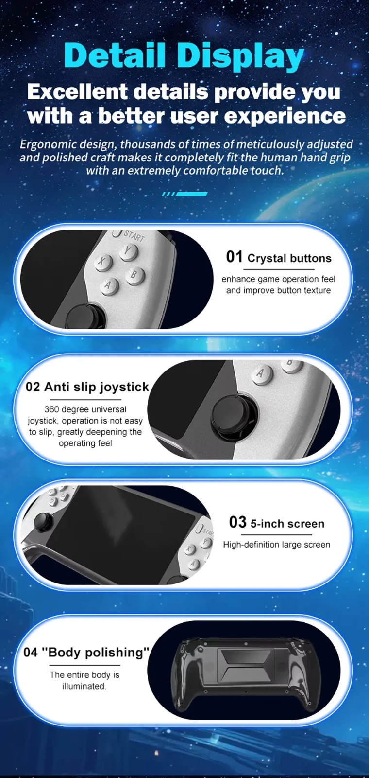 SF3500 5» IPS Handheld Game Console 64G 3000mAh Retro Player Xmas PARTY GIFTS