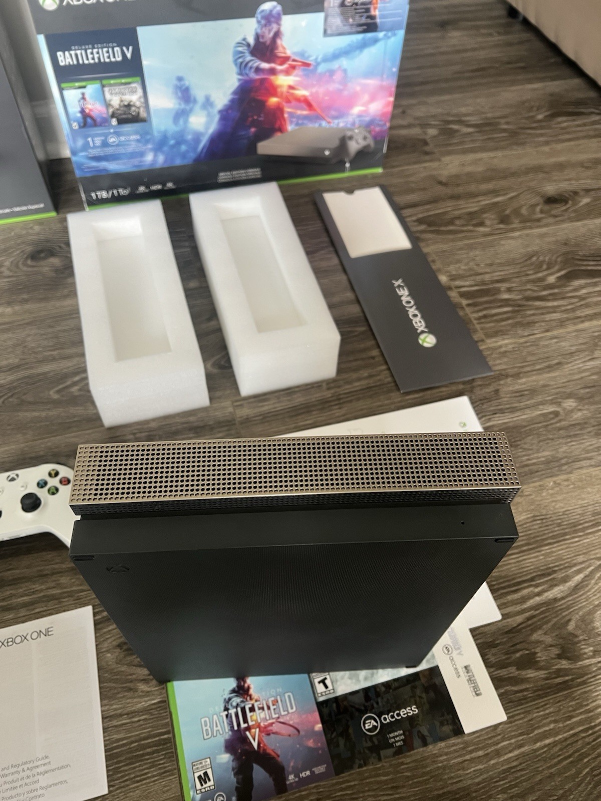 Xbox One X 1TB Console Gold Rush Battlefield Special Edition CIB Original Box