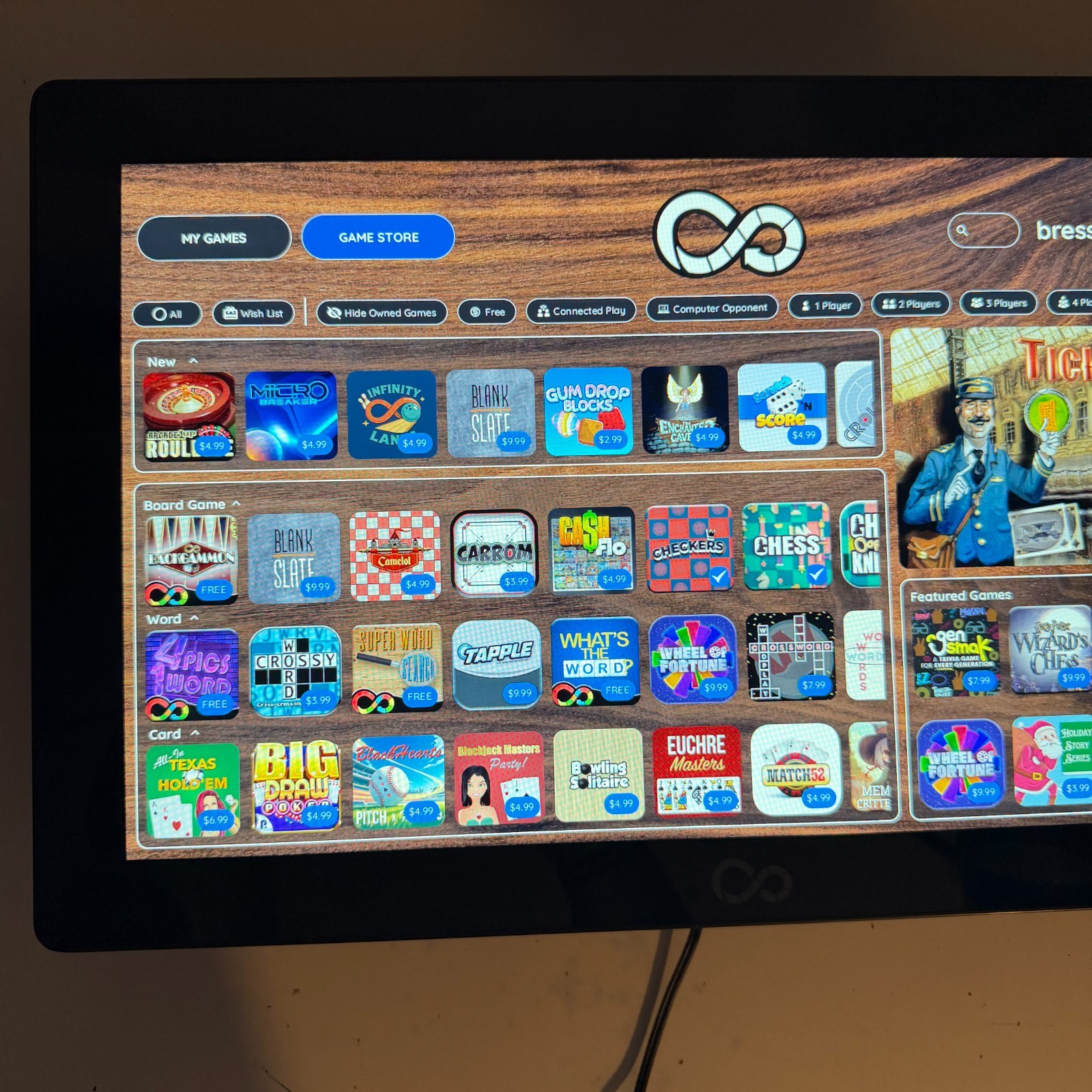 Infinity Game Table 24 Arcade1Up Interactive Touchscreen Board Game Table