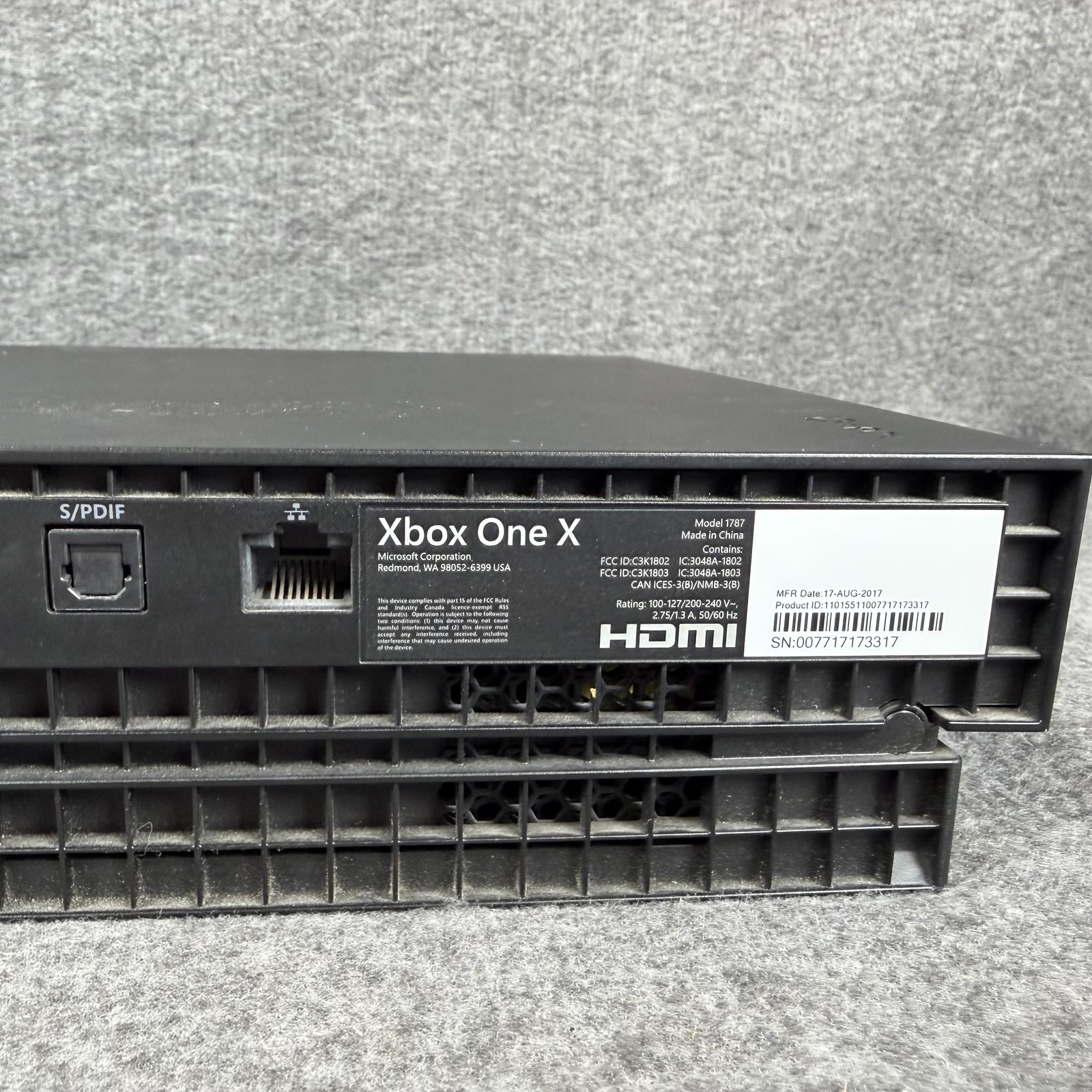 Microsoft Xbox One X 1TB Console System Power Cord HDMI Cable Black Tested