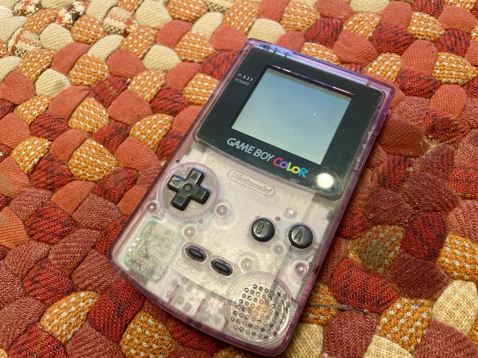 Nintendo Game Boy Color Atomic Purple Clear CGB-001 Handheld Console Works!