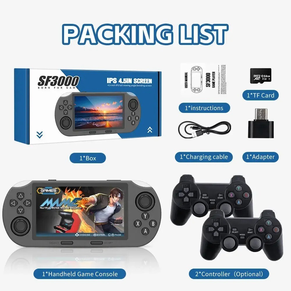 4.5″ Portable Handheld Game Console Player with 20000+Games and 2 Controllers