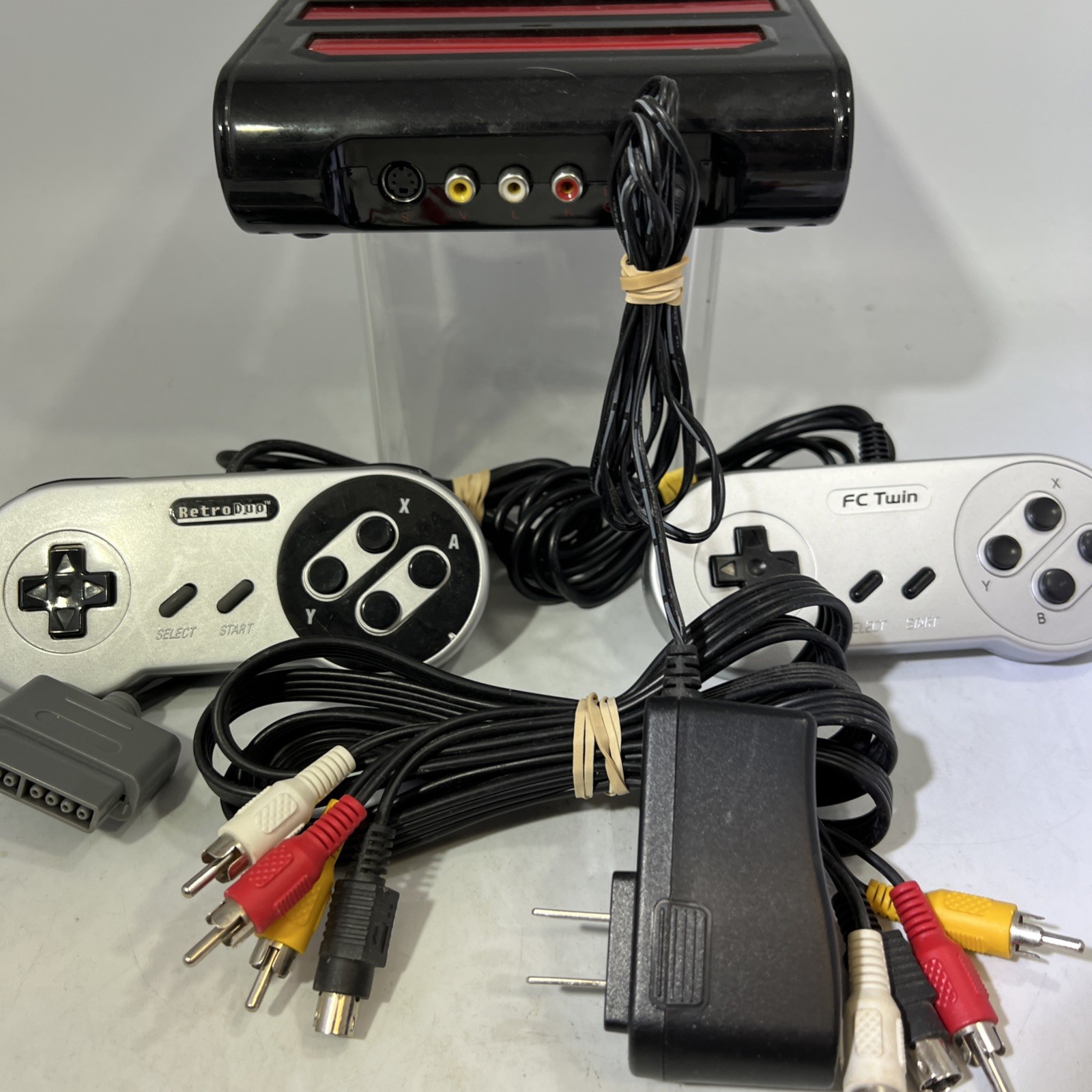 Retro-Bit Retro Duo Twin Video Game System Silver/Black 2 Controllers #ML