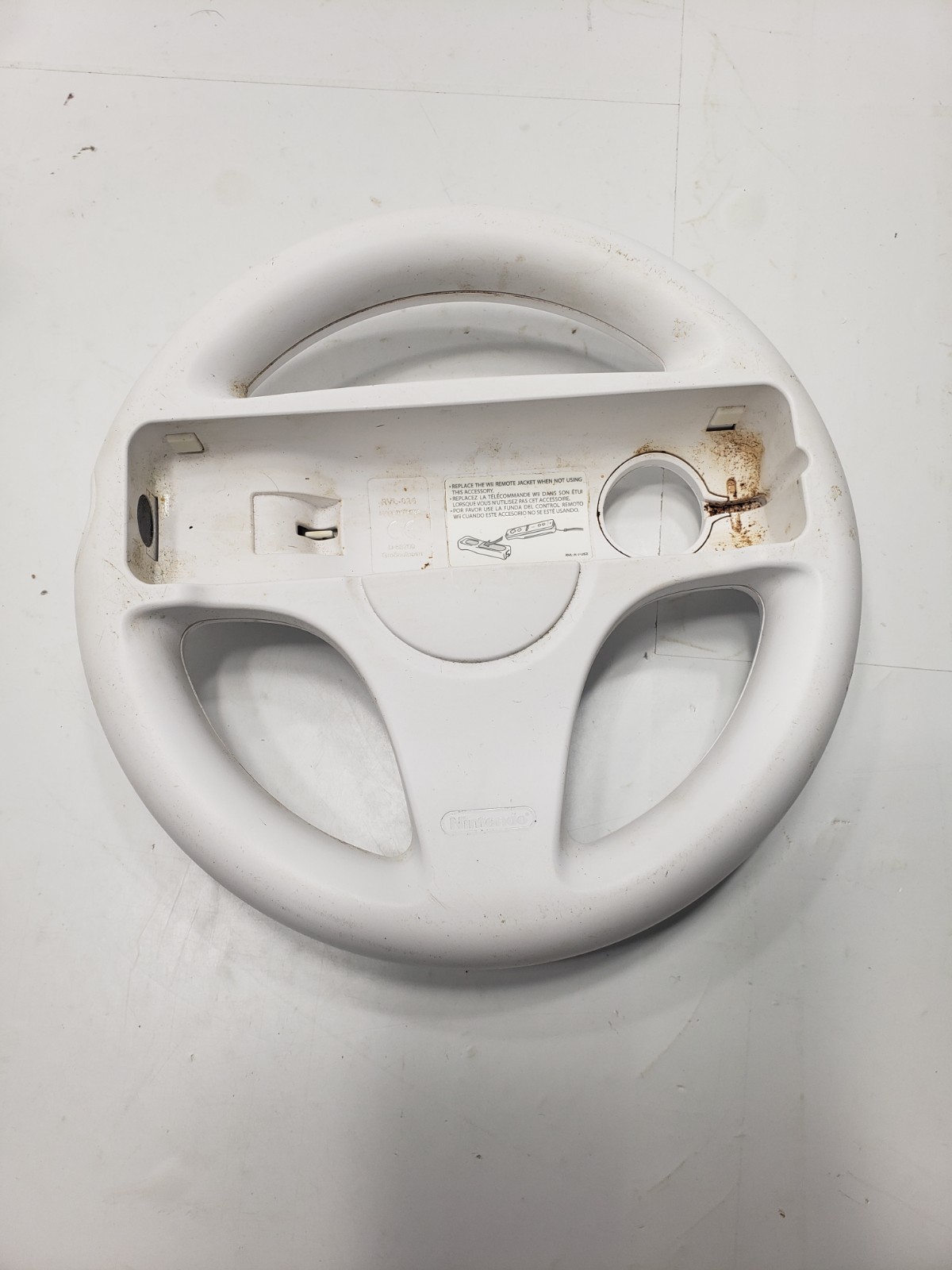 Nintendo Wii White Console With Microphone 1 Nunchuck Steering Wheel & Plug Ins