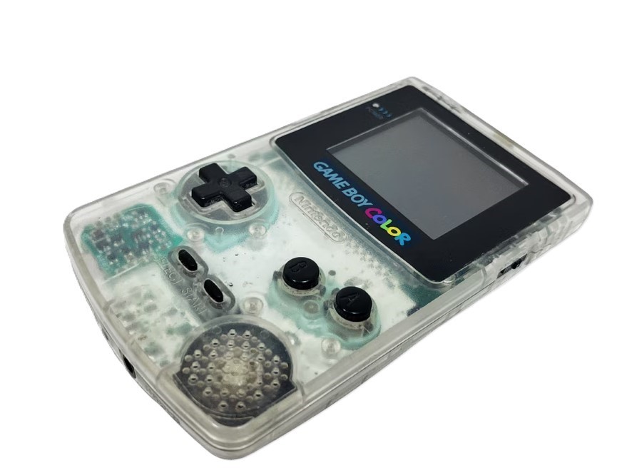 Nintendo Game Boy Color Clear Handheld System White Tested & Works! VG
