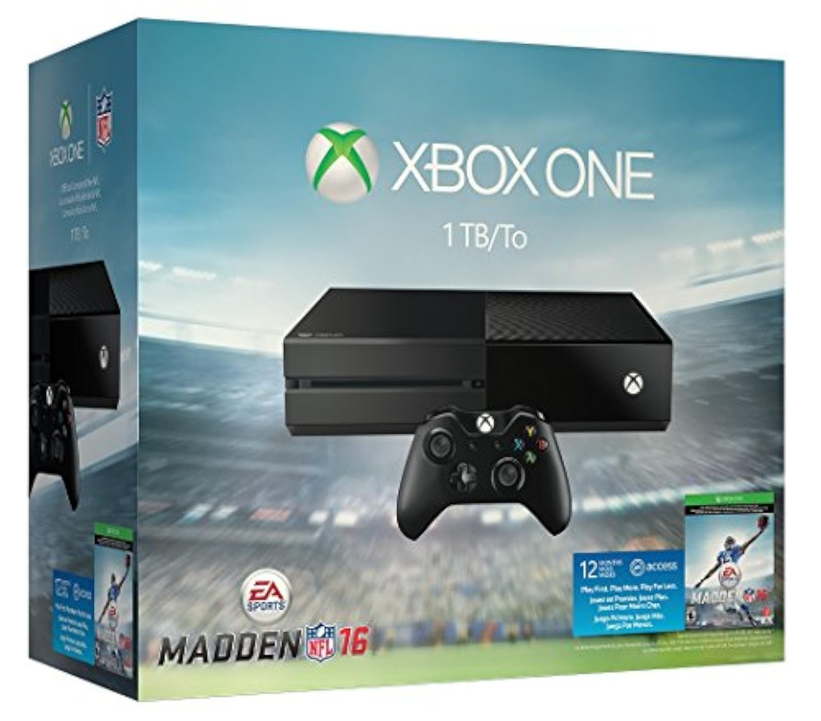Xbox One 1TB Console EA Sports Madden NFL 16 Bundle Football Very Good 4Z