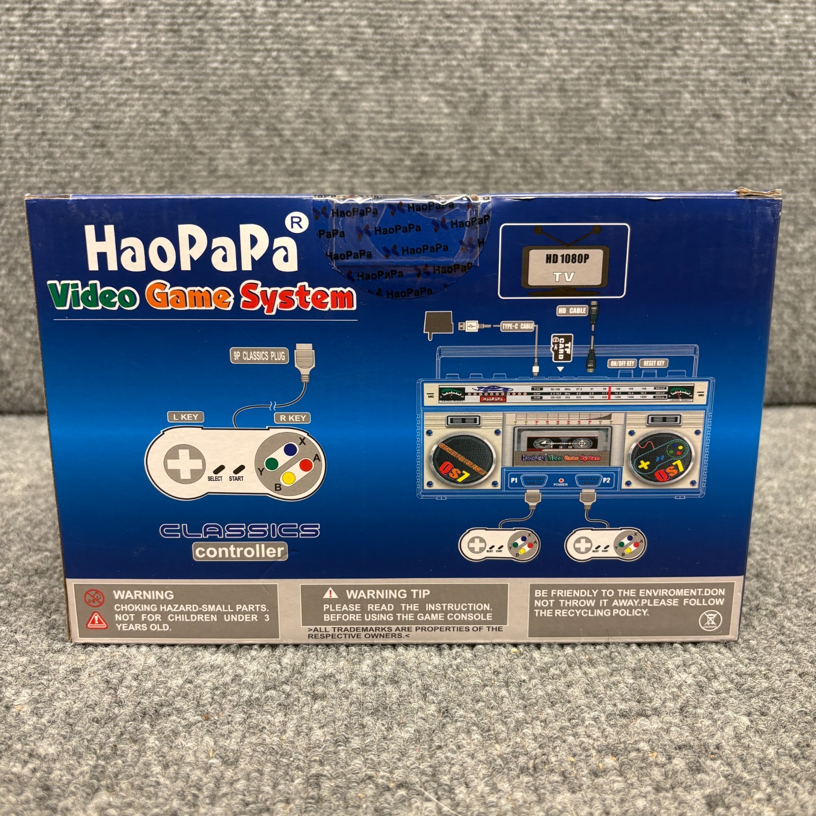 HaoPapa QS7 Video Game System SILVER Boombox 365 Classic Games ~ NEW in Box