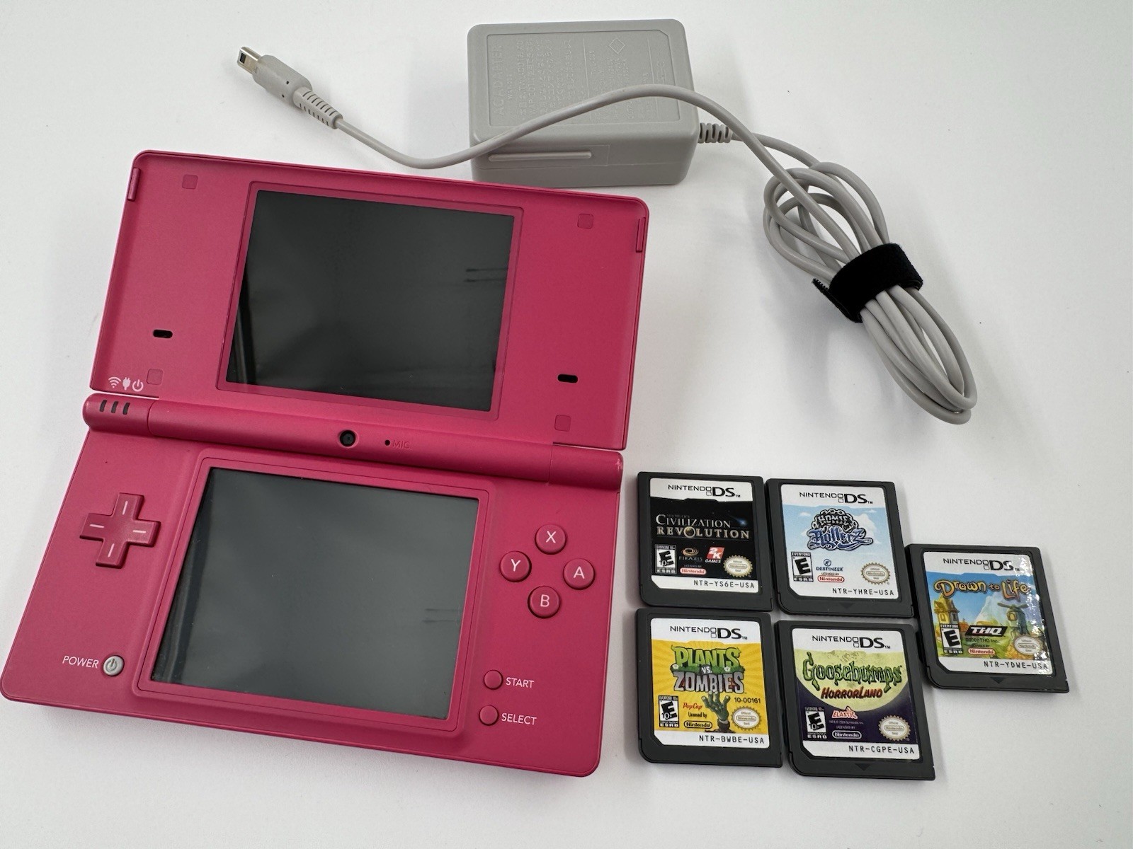 Nintendo DSi Pink Handheld Console Wi-Fi Nintendo DS TWL-001 Plus 5 Games