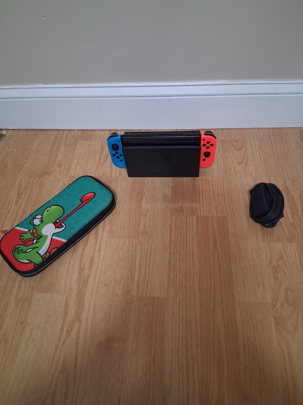 Nintendo Switch Black Console Bundle w/ Dock, Neon Blue/Red Joy-Con, Case