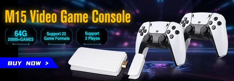 M8 4K Mini Game Stick,40000 Built-in Games with Twin 2.4G Wireless Controllers