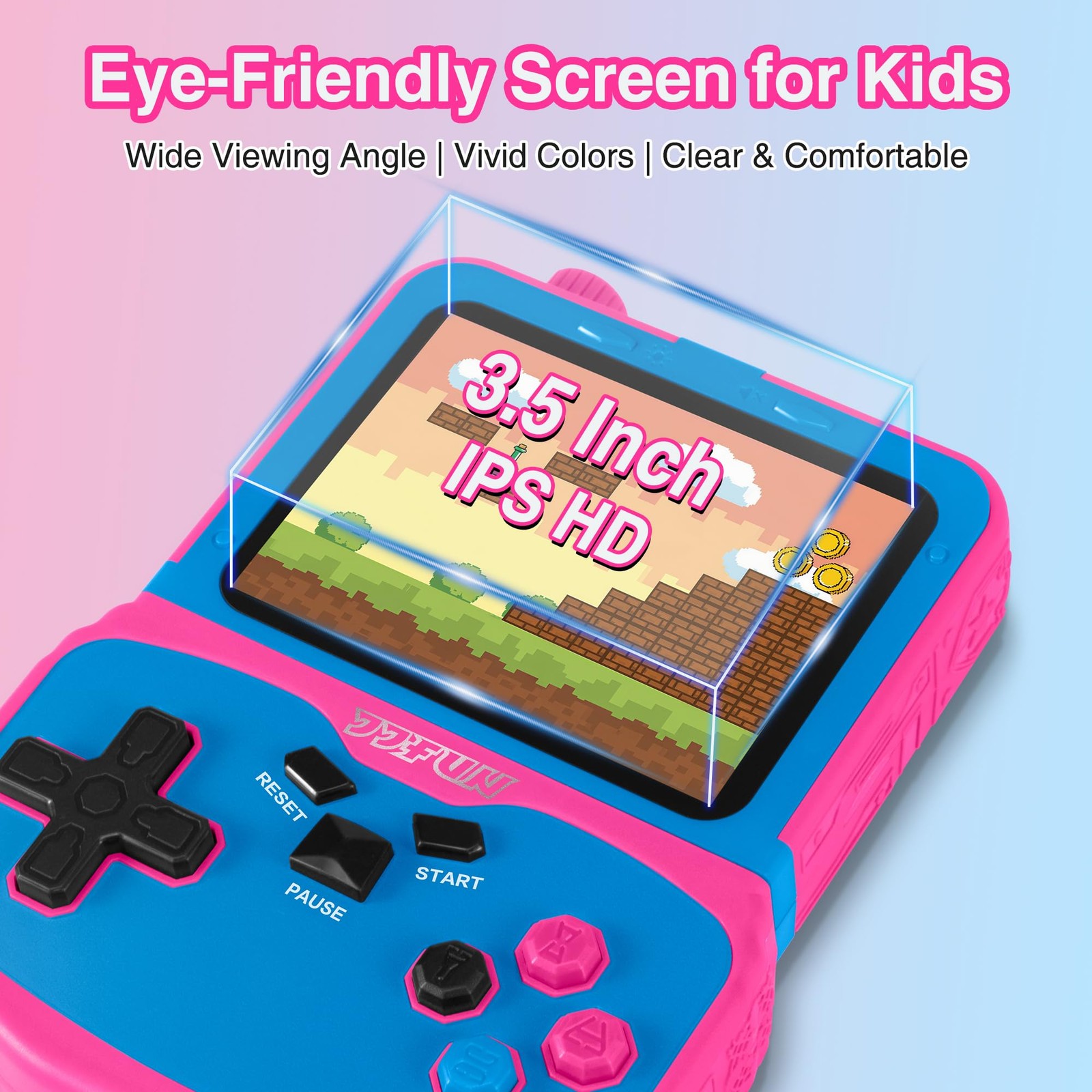 Handheld Game Console for Girls, 220 Retro Games Built-in, 3.5» HD IPS Screen,