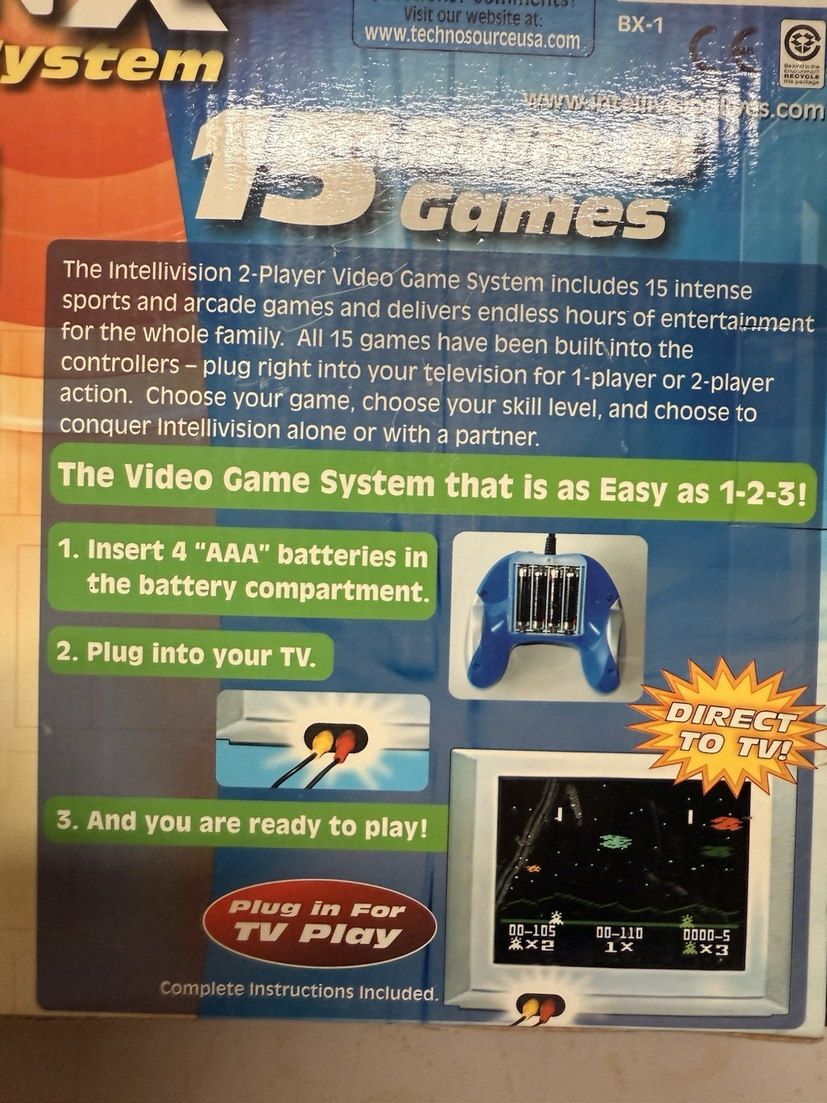2005 INTELLIVISION X2 15 VIDEO GAME SYSTEM PLUG AND PLAY 2 CONTROLLERS