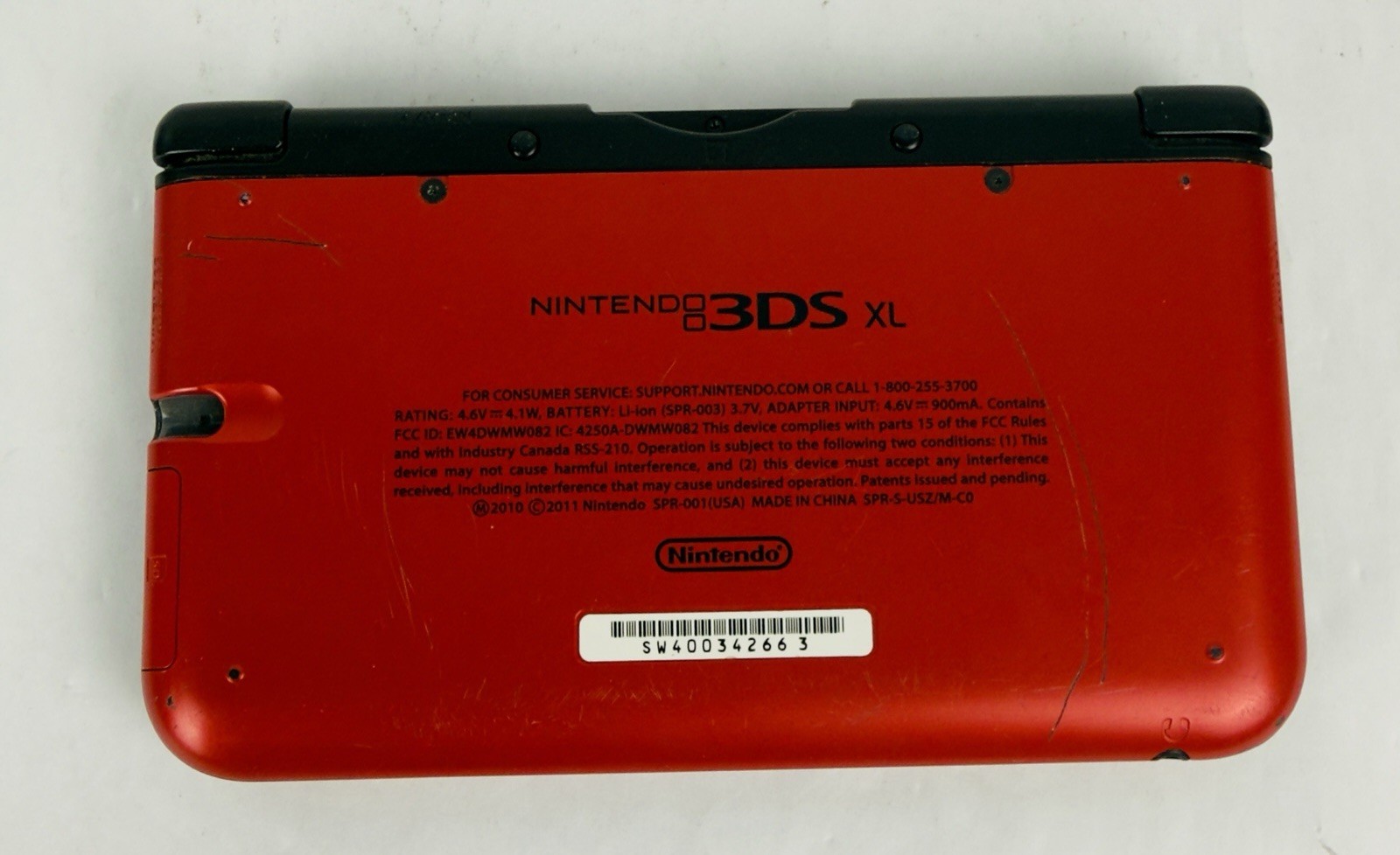 Nintendo 3DS XL Handheld Console – Red/ Black. Top Screen Not Backlit