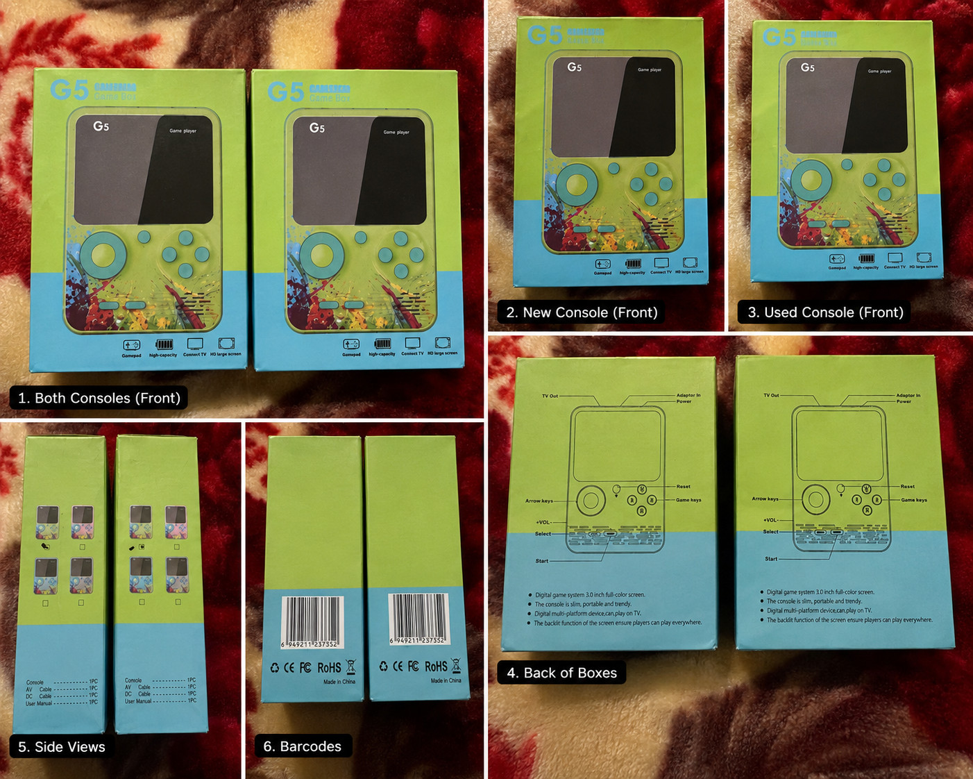 Lot of 2 G5 GAME BOX – Handheld Multi-Game player, 3″ color screen