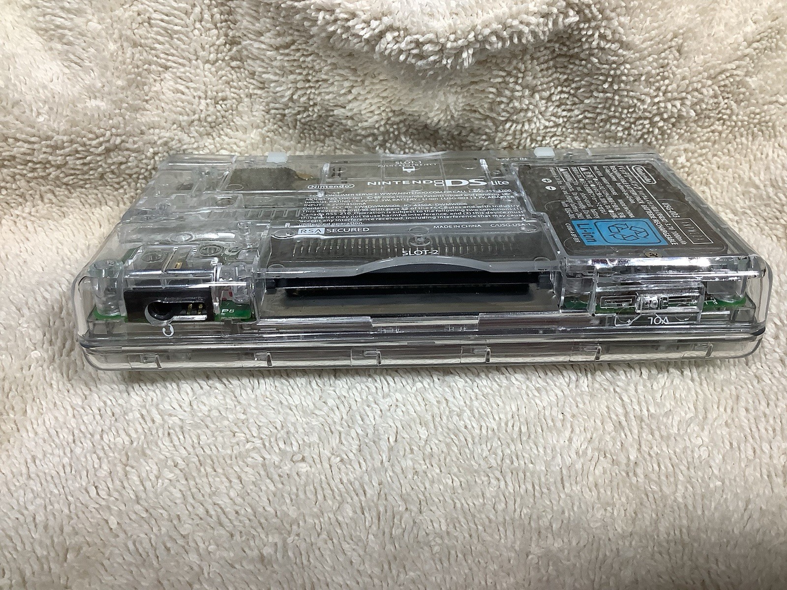 Nintendo DS lite (USG-001) Clear Re-shell. Tested And Working.