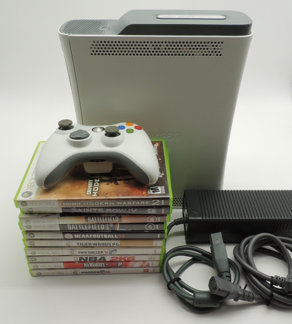 Microsoft Xbox 360 60GB Console with 10 Games & Controller