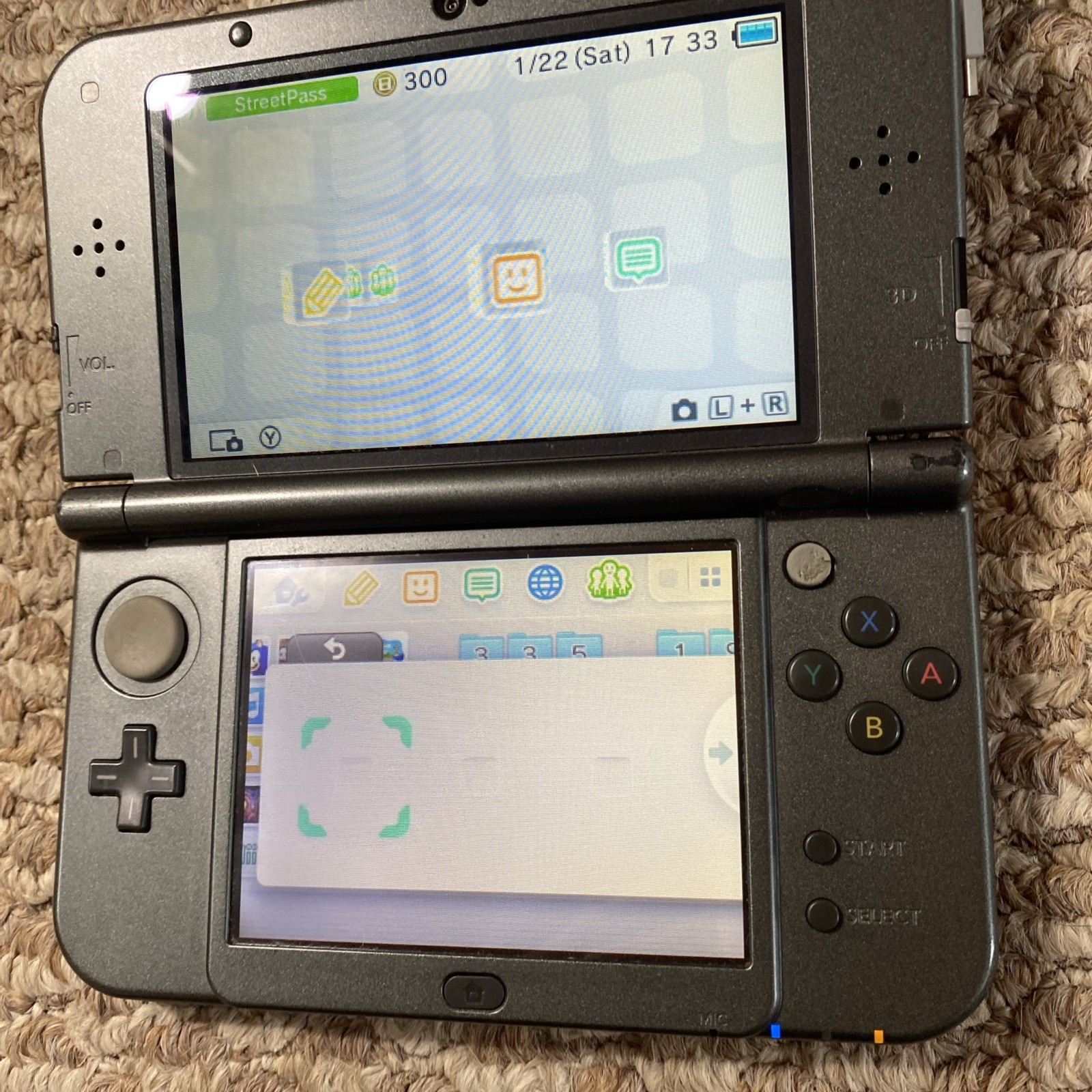 New Nintendo 3DS XL Metallic Black USA Top IPS With Charger And Stylus