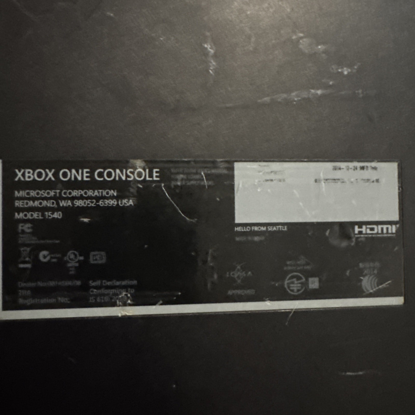 Microsoft Xbox One Console Only Model 1540 For Parts HD unknown