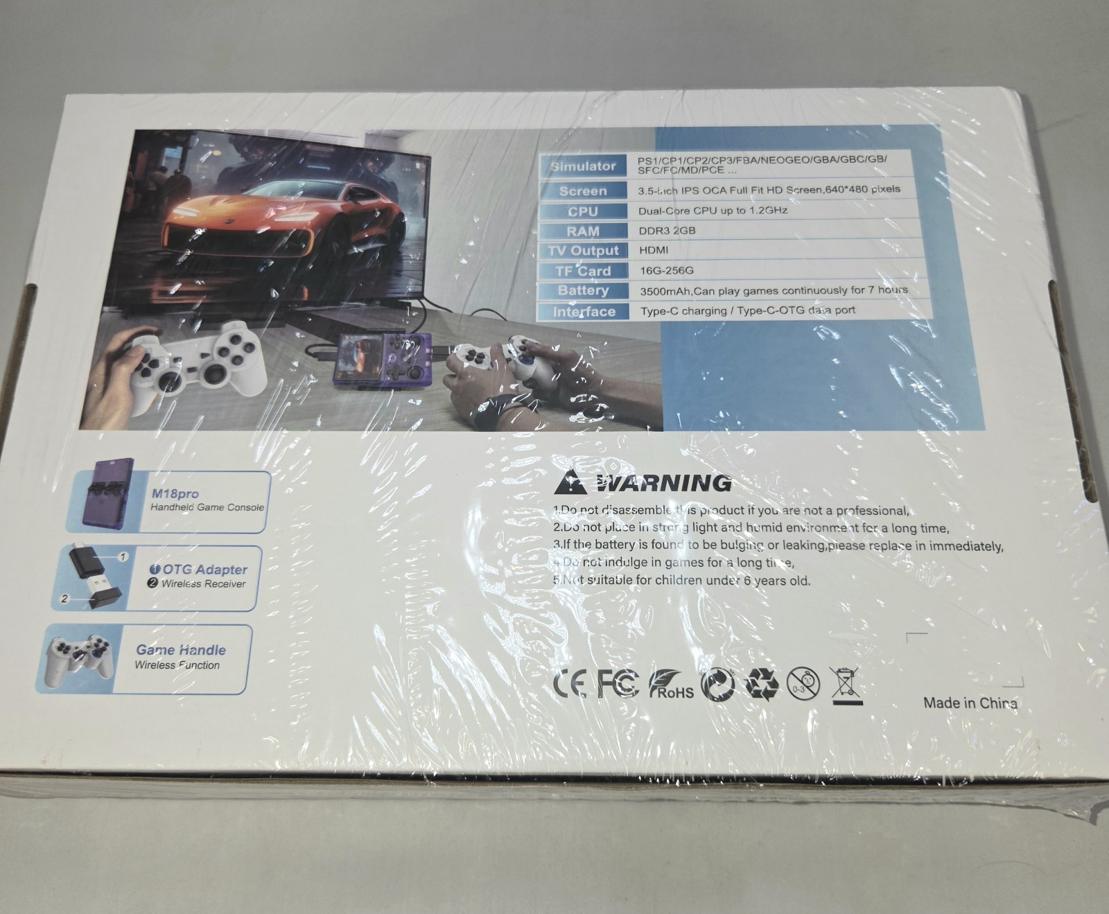 M18Pro Handheld Game Console With Wireless Controllers & HDMI Output 640×480 Hig