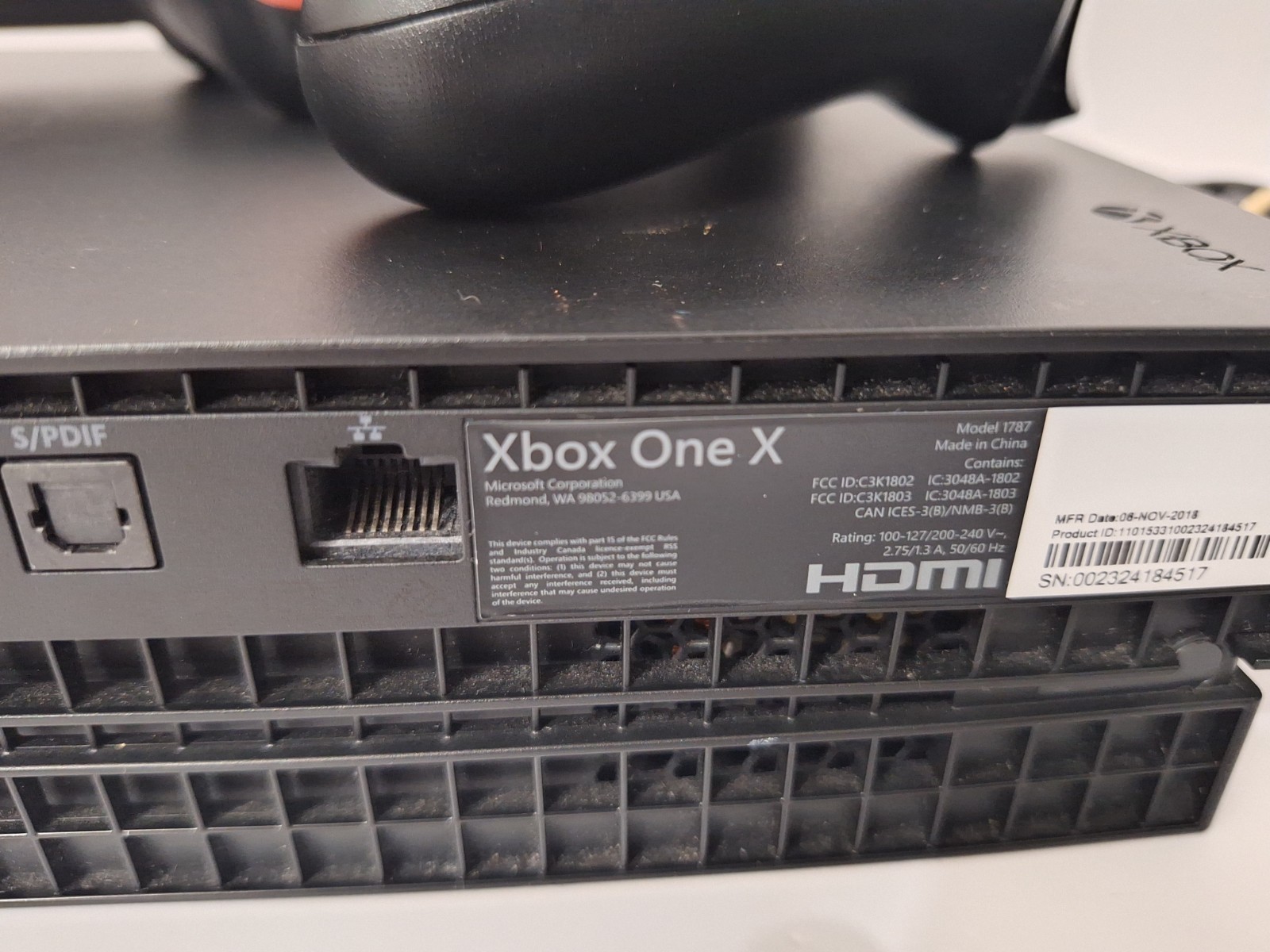 Microsoft Xbox One X Console 1TB 1787 BUNDLE 2 Controllers, Power Cords, 5 Games