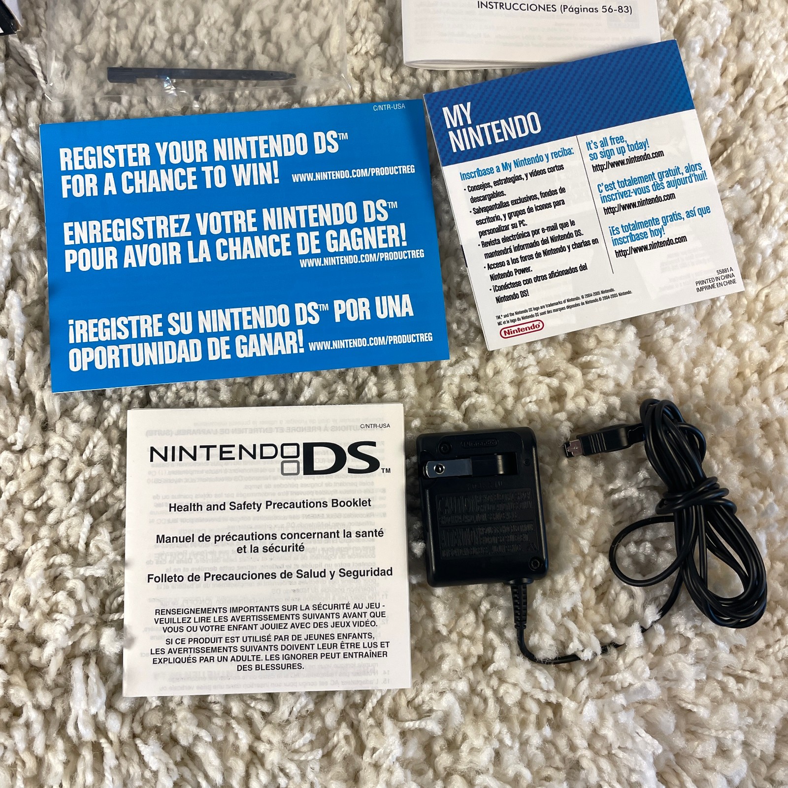 Nintendo DS Original NTR-001 Titanium Silver Handheld System Complete in Box CIB