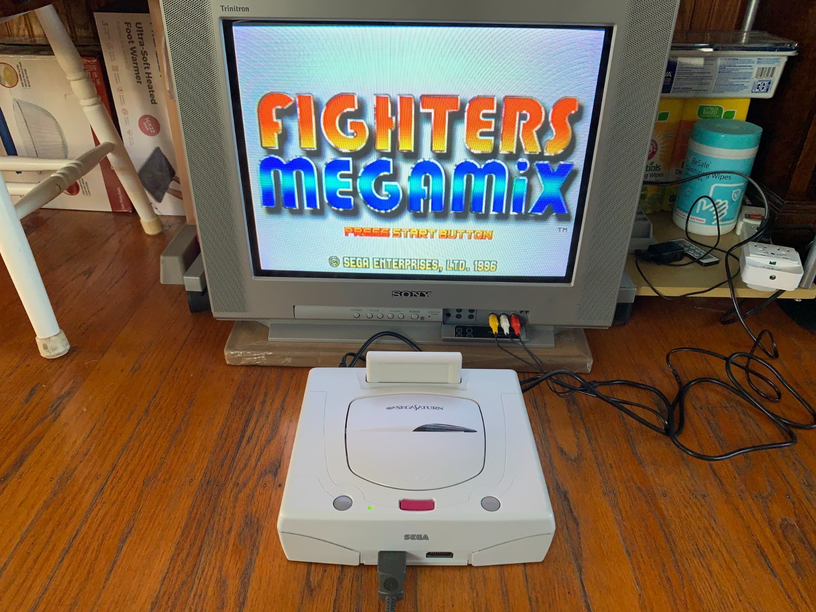 Sega Saturn white Japanese console system Fighters Megamix Daytona USA Circuit